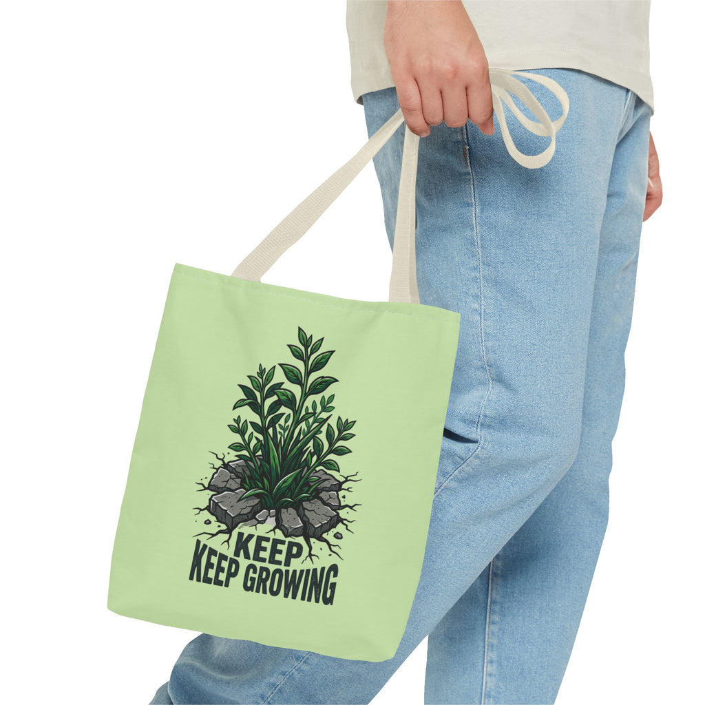 Keep Growing Plant Tote Bag — Inspirational Garden Canvas Tote