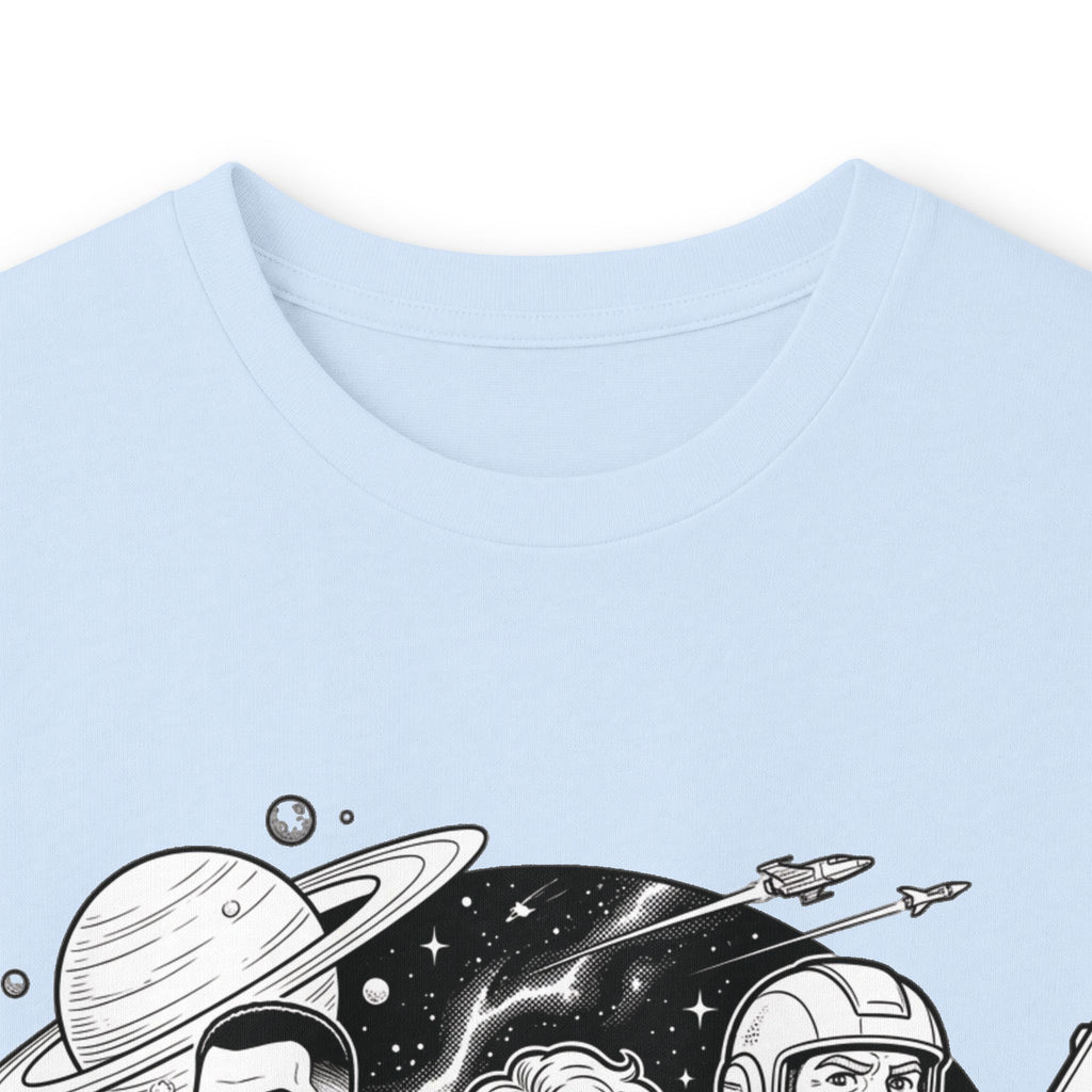 Long Sleeve Tee — "The World Awaits You" Retro Space Explorer Graphic