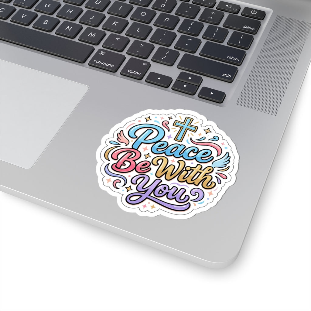 Peace Be With You Religious Sticker — Christian Cross Vinyl Kiss-Cut