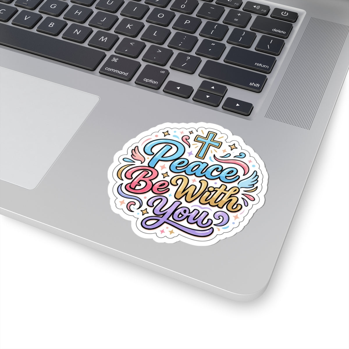 Peace Be With You Religious Sticker — Christian Cross Vinyl Kiss-Cut