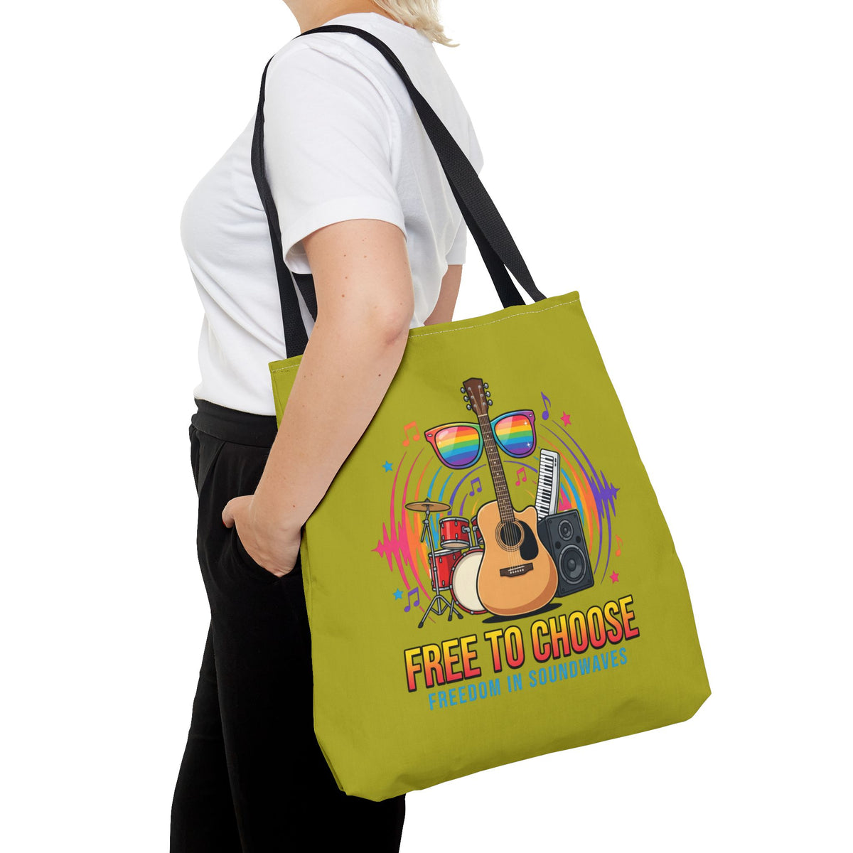 Tote Bag — "Free to Choose" Rainbow Music Pride Tote
