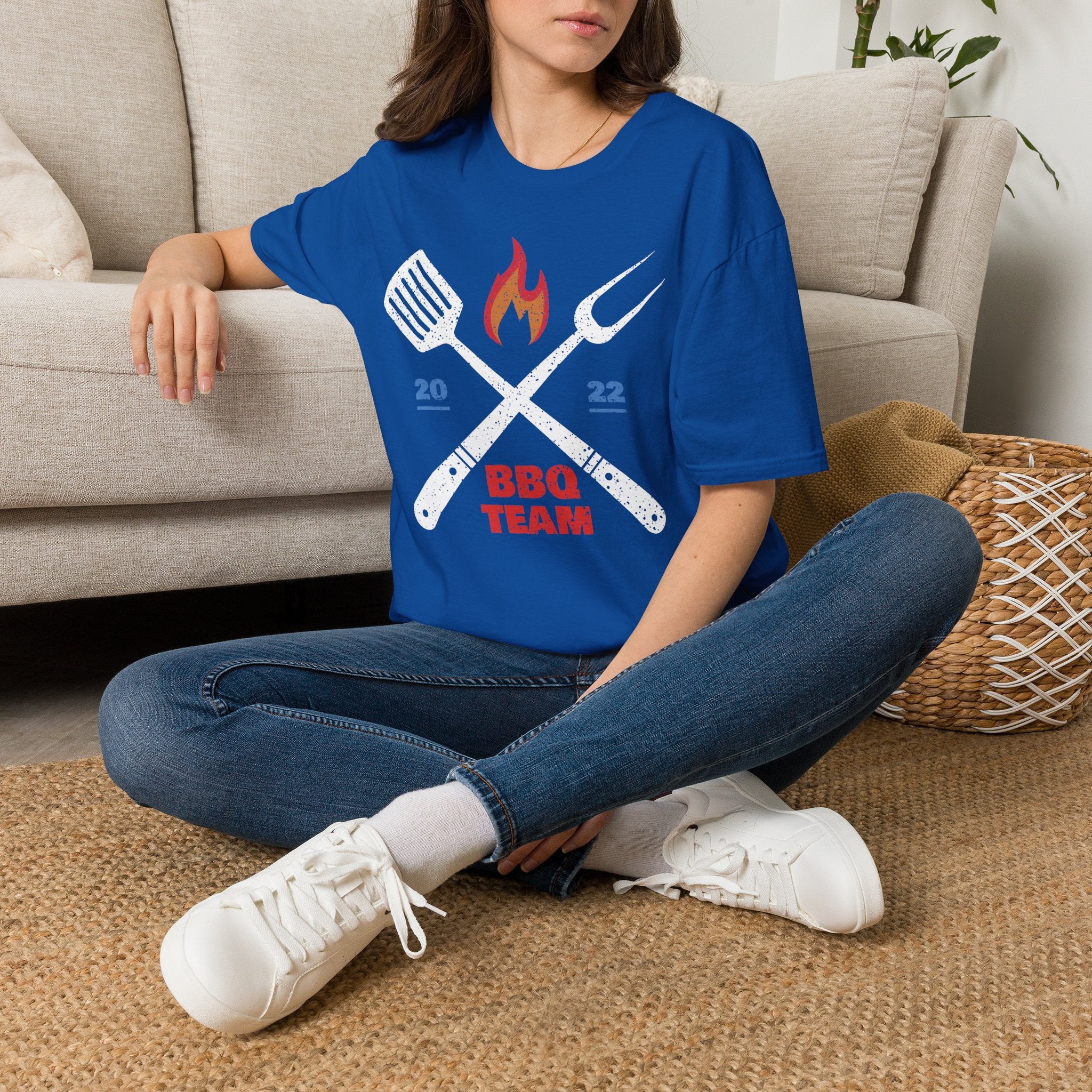 BBQ Team T‑Shirt — 2022 Flame Graphic Grill Crew Tee