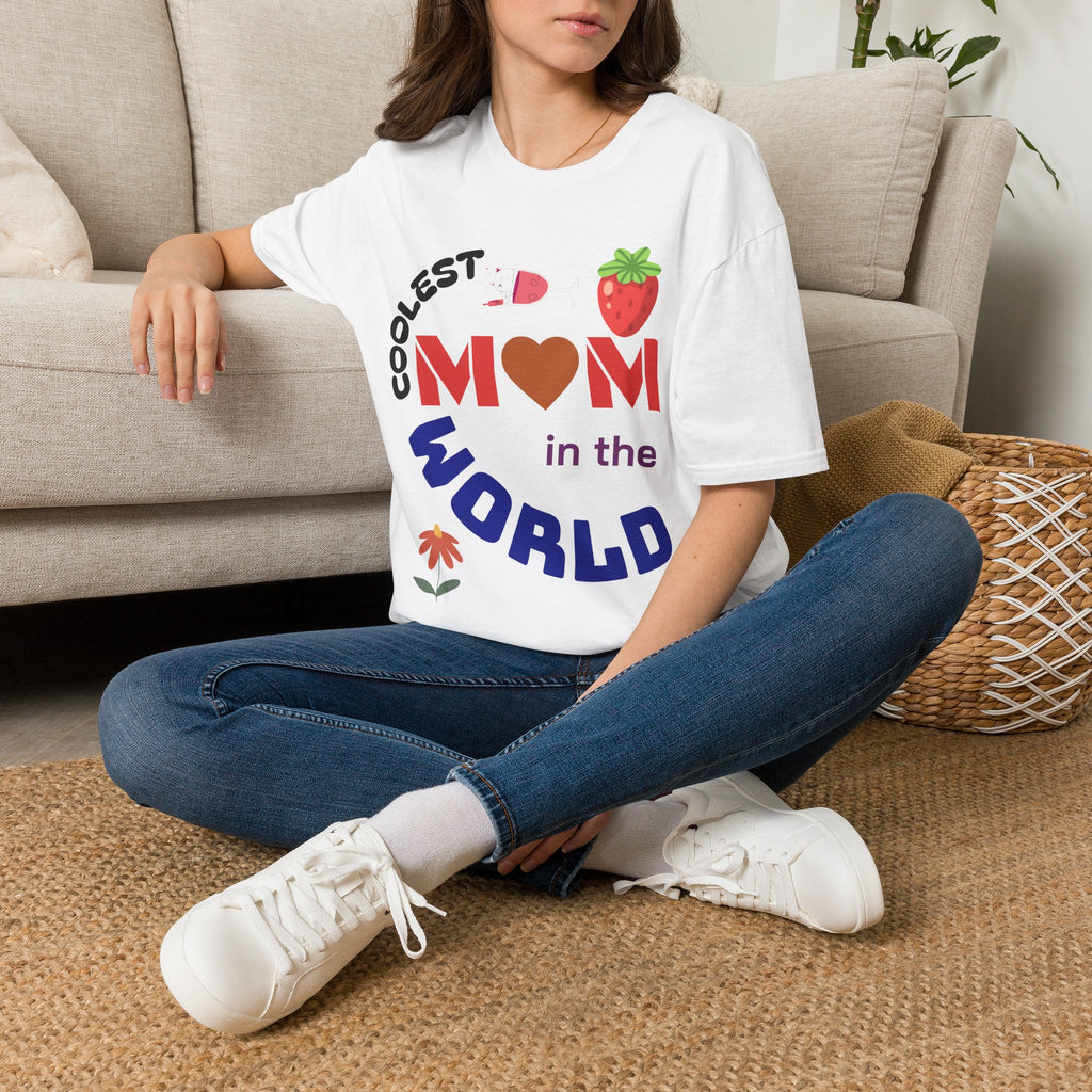 Coolest Mom in the World T-Shirt — Cute Strawberry Heart Mom Tee