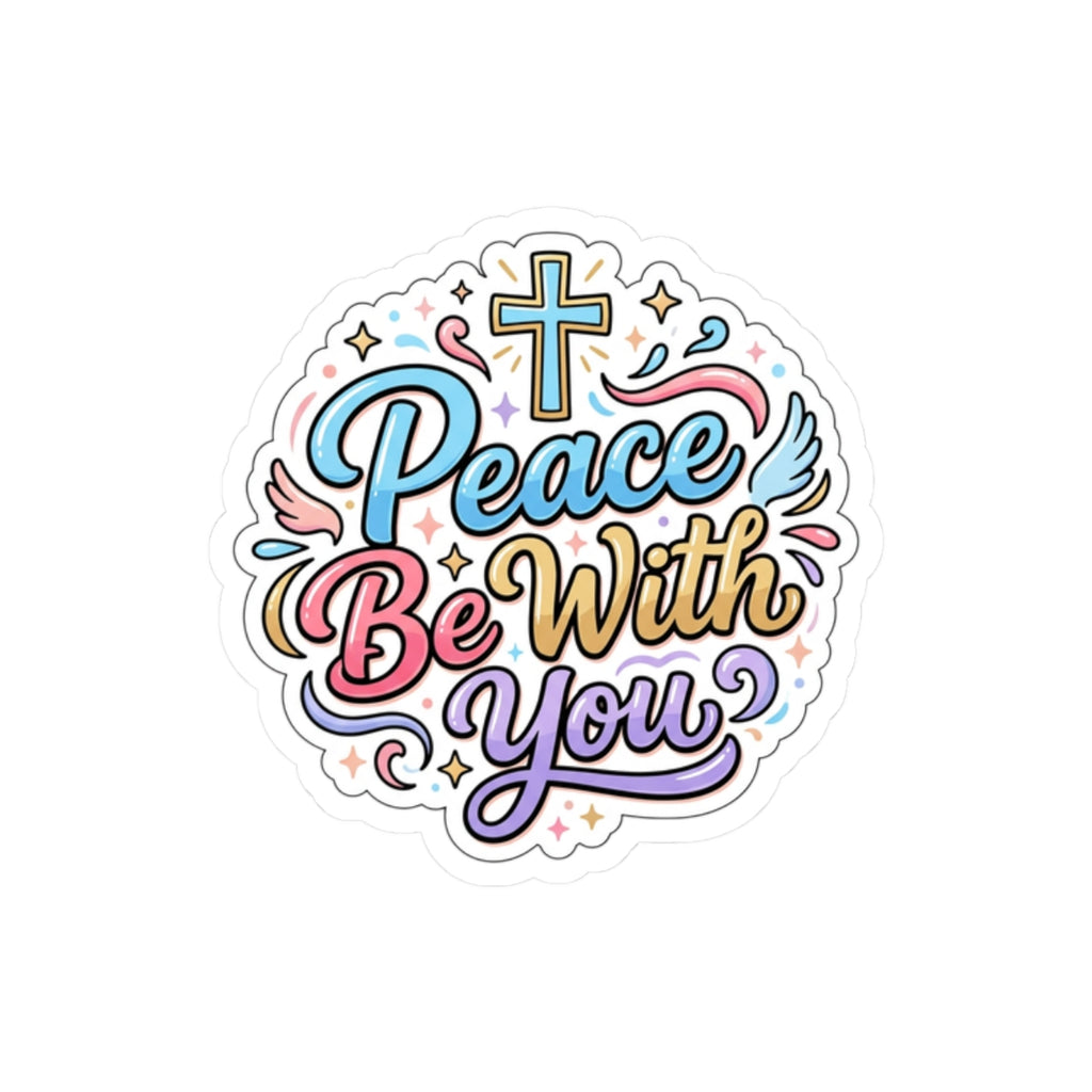 Peace Be With You Religious Sticker — Christian Cross Vinyl Kiss-Cut