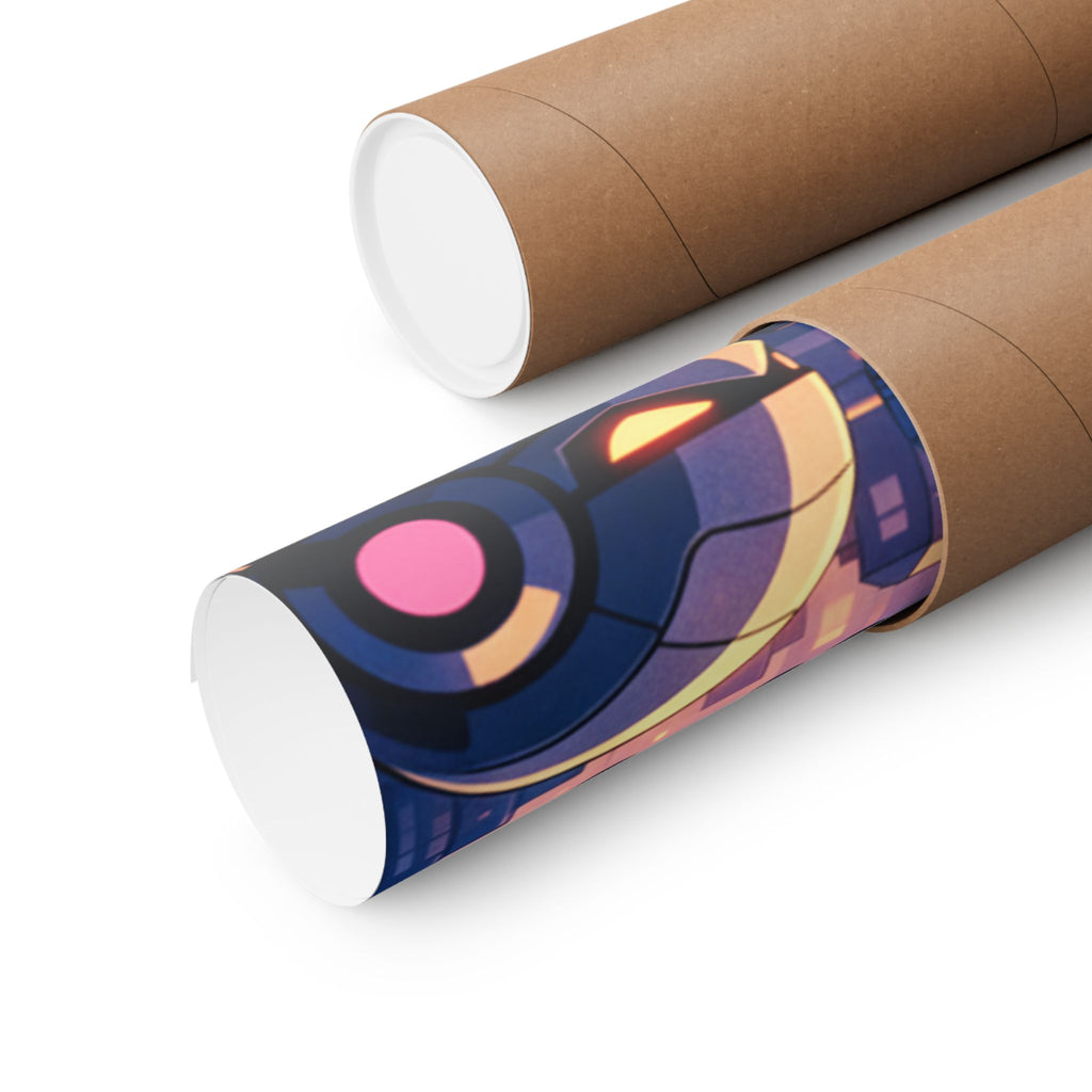Cyber Sunset Poster 2 — Retro Futuristic Soldier Matte Vertical Print