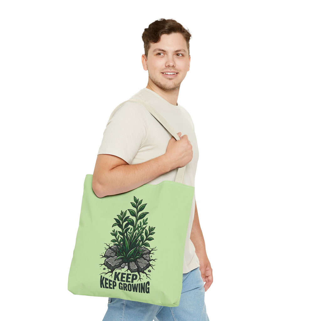Keep Growing Plant Tote Bag — Inspirational Garden Canvas Tote