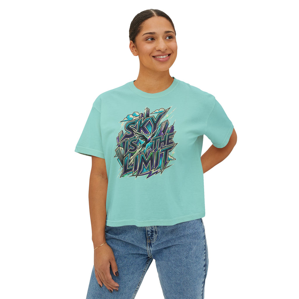 Sky Is The Limit Graphic Tee — Women's Boxy Inspirational T‑Shirt
