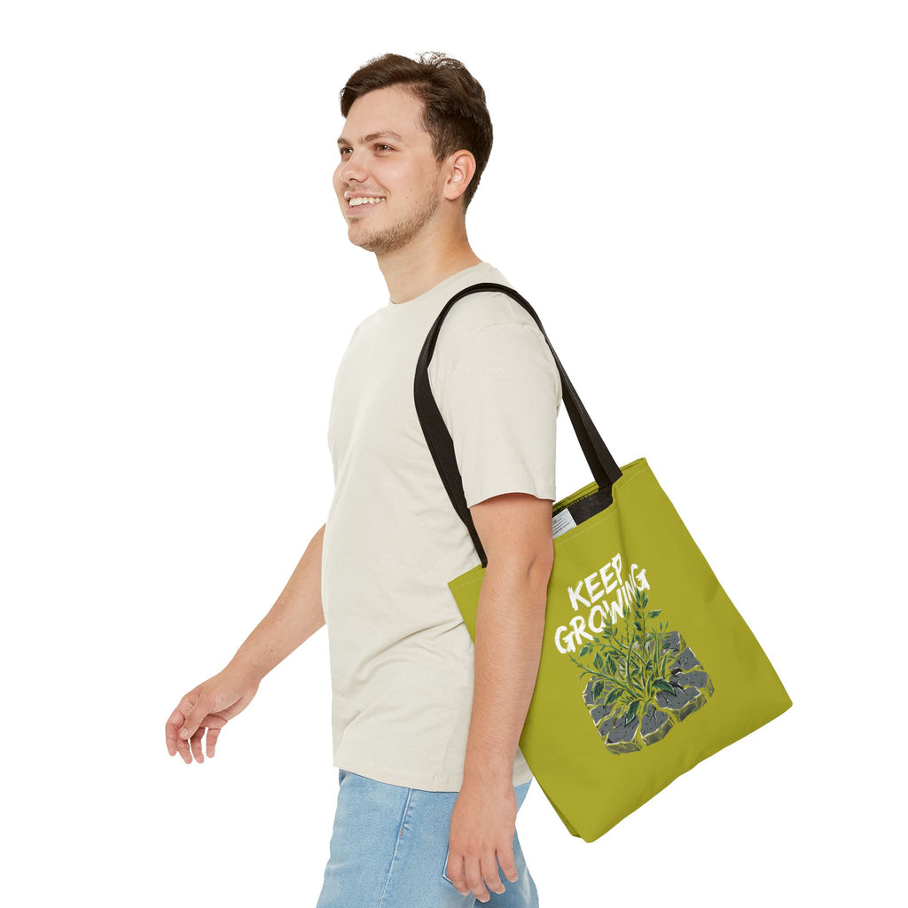 Tote Bag - Resilient Sprout Botanical Tote (Plant Growing Through Rock)