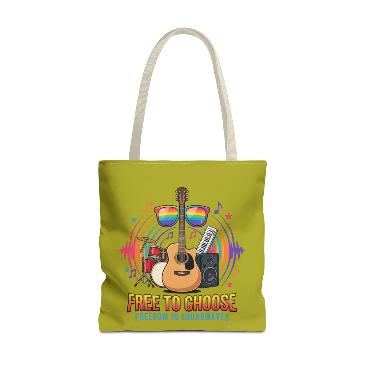 Tote Bag — "Free to Choose" Rainbow Music Pride Tote