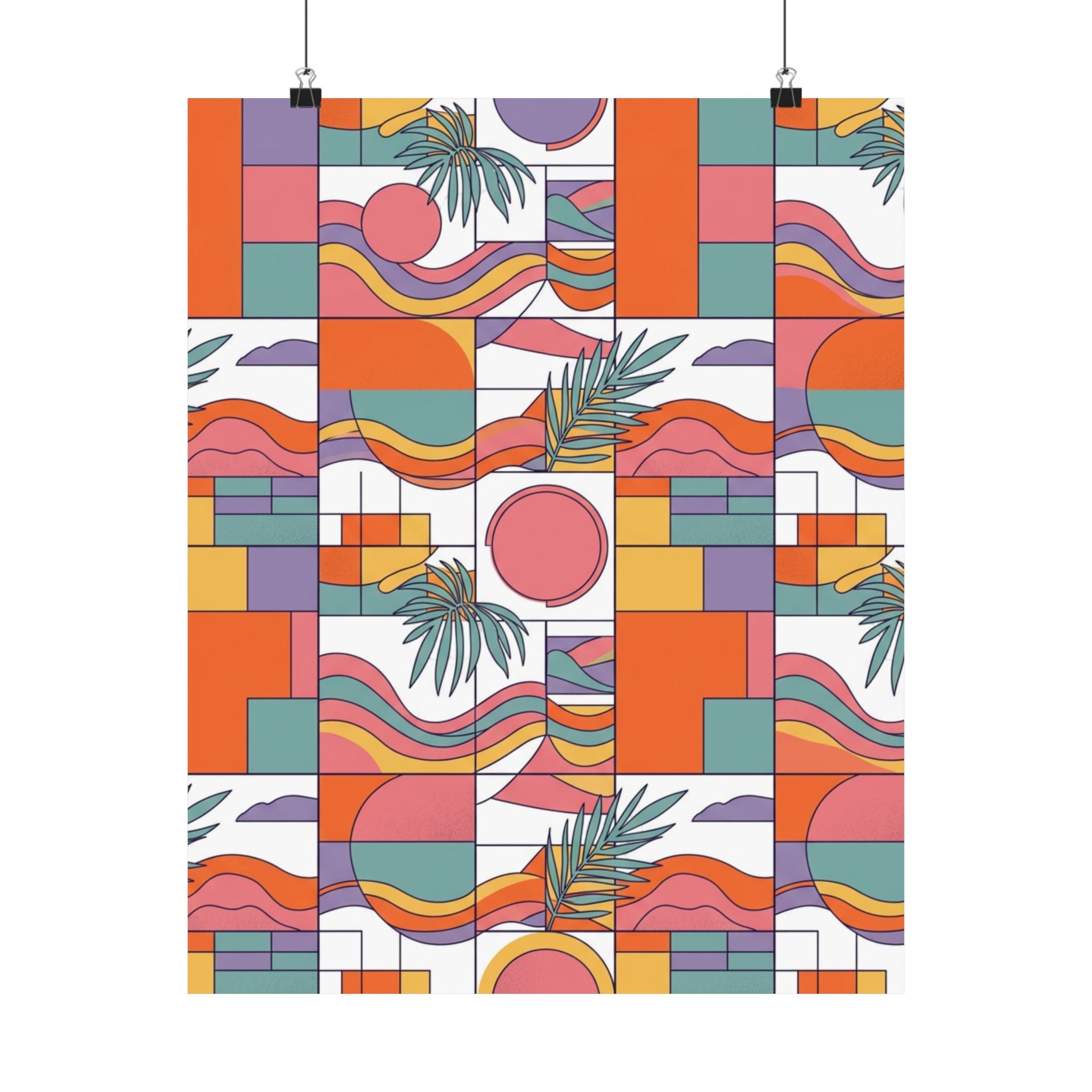 Retro Geometric Palm Art Poster