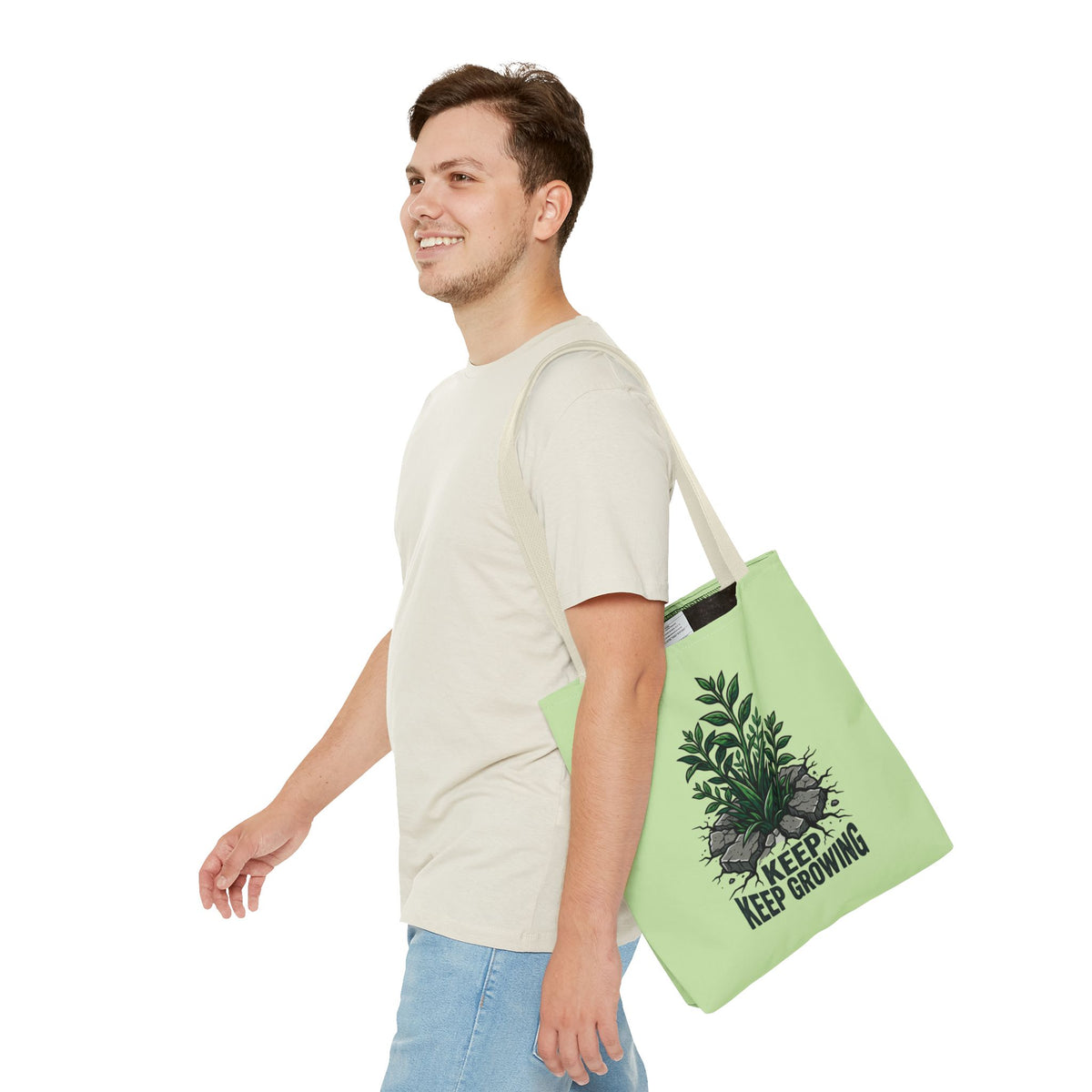 Keep Growing Plant Tote Bag — Inspirational Garden Canvas Tote