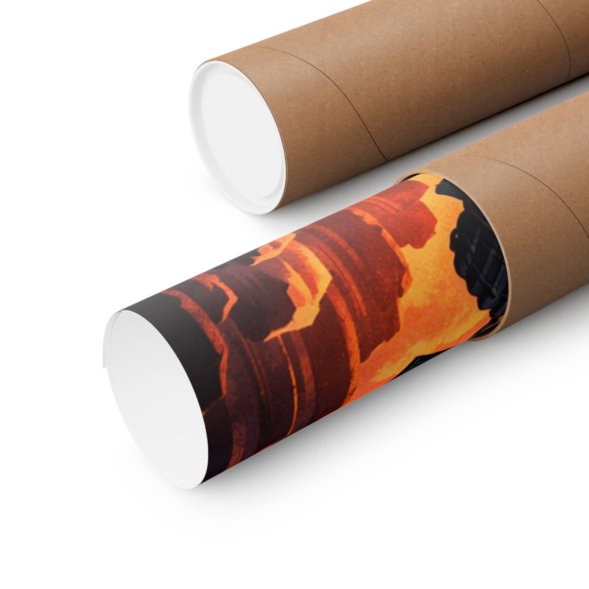 Cyber Sunset Poster — Retro Futuristic Soldier Matte Vertical Print
