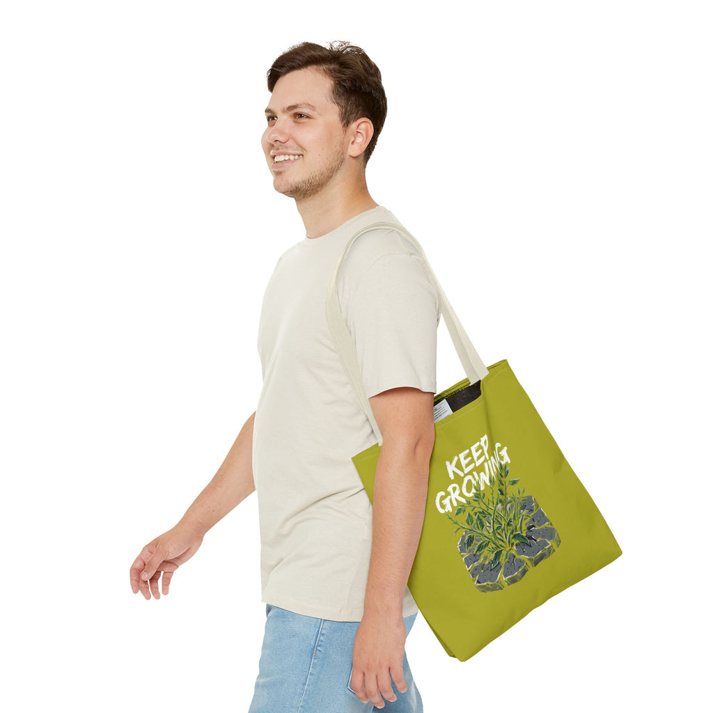 Tote Bag - Resilient Sprout Botanical Tote (Plant Growing Through Rock)