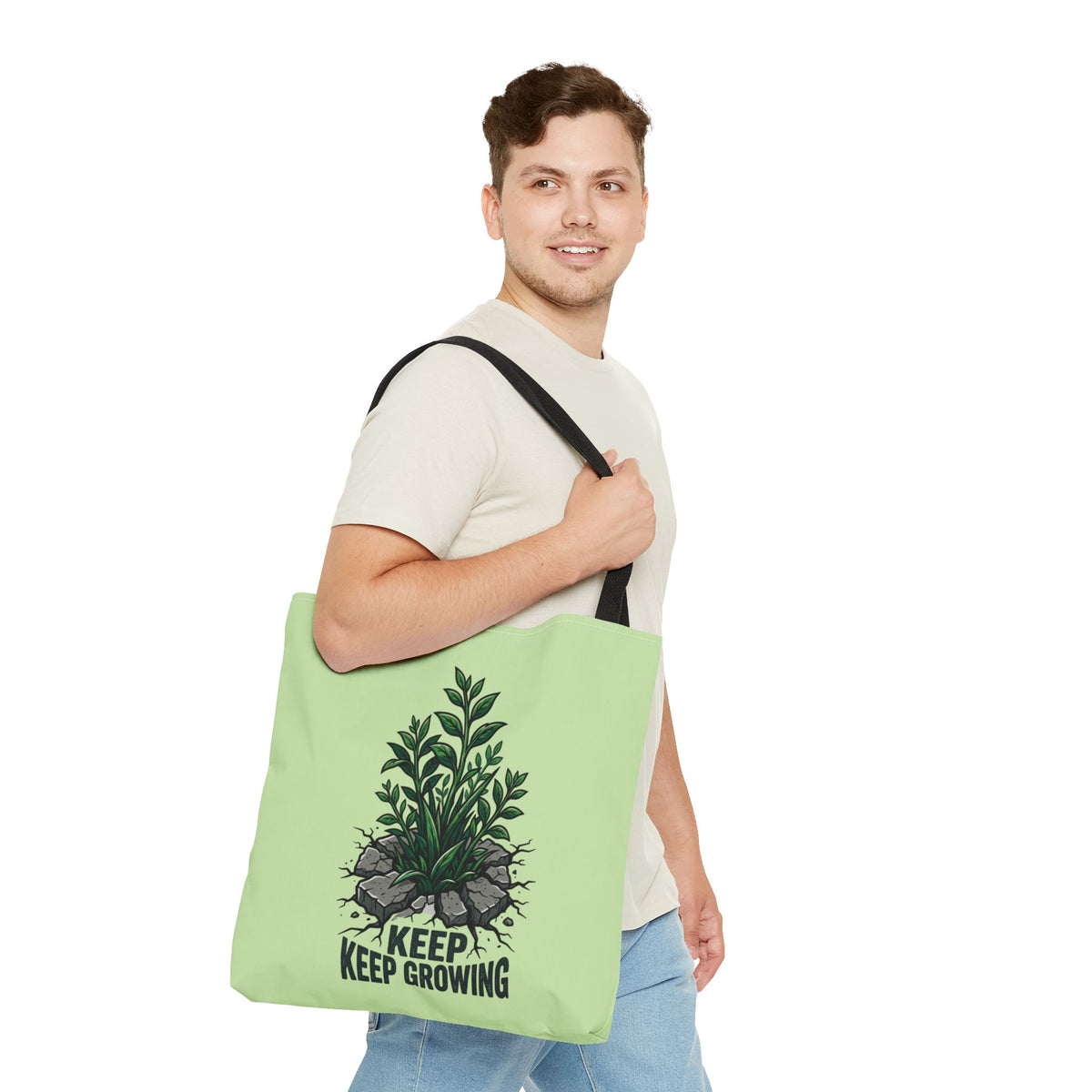 Keep Growing Plant Tote Bag — Inspirational Garden Canvas Tote