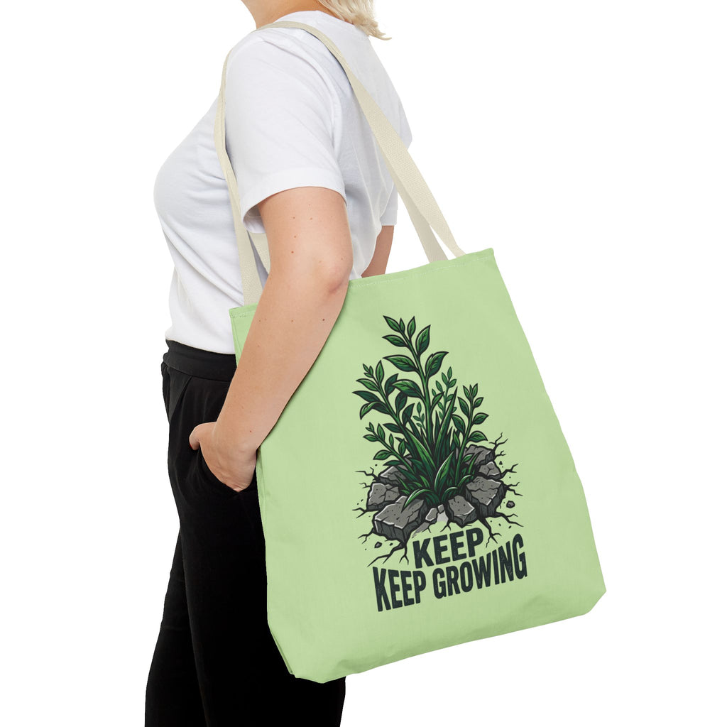 Keep Growing Plant Tote Bag — Inspirational Garden Canvas Tote