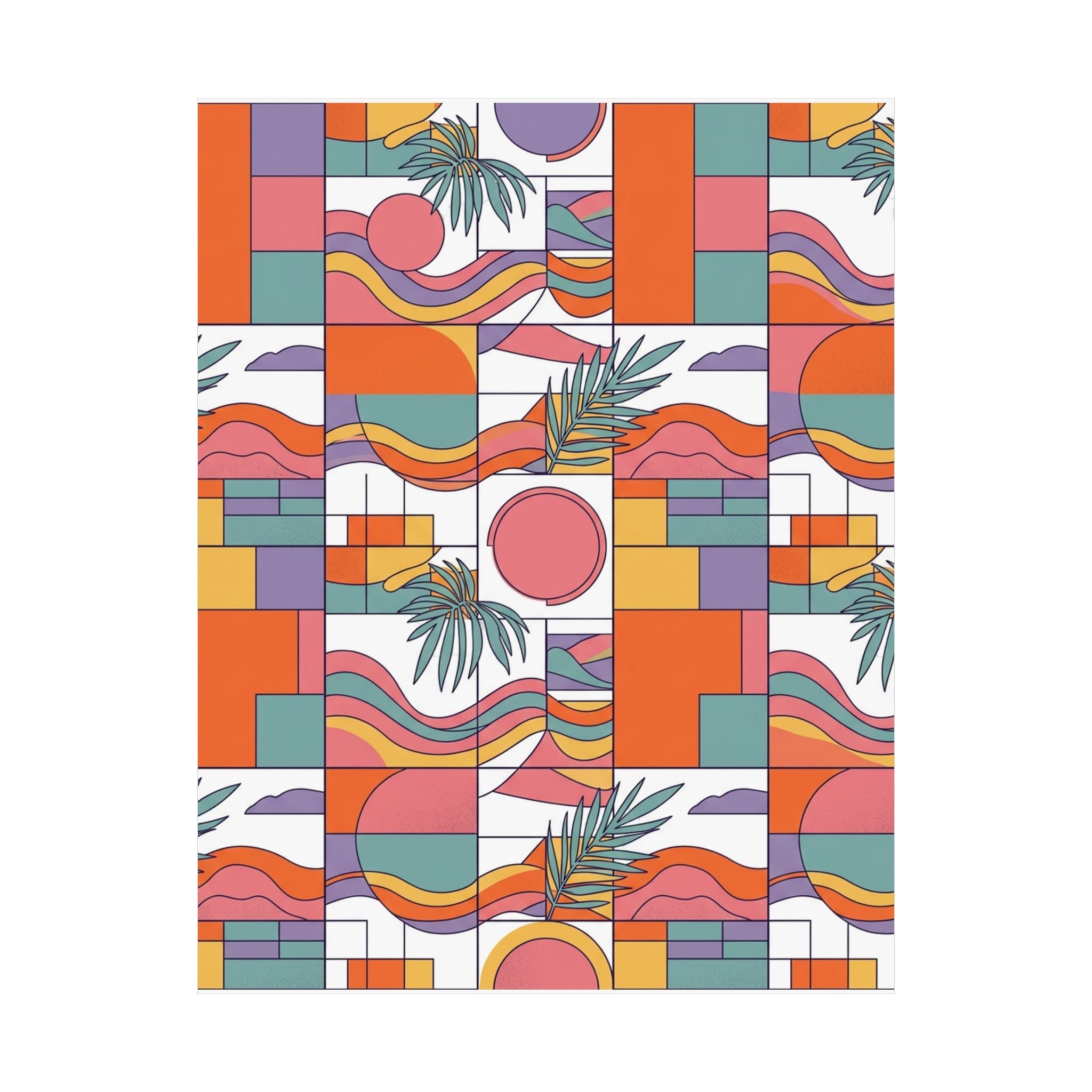 Retro Geometric Palm Art Poster