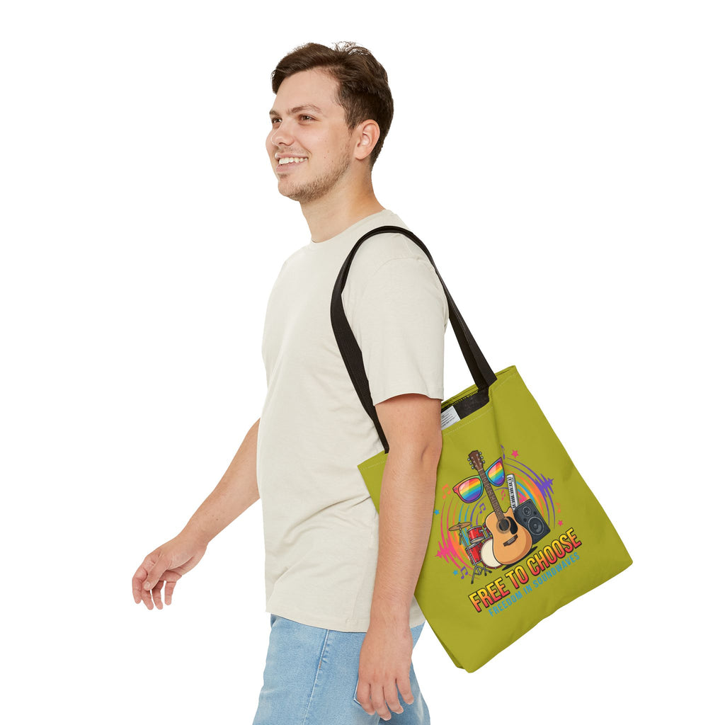 Tote Bag — "Free to Choose" Rainbow Music Pride Tote