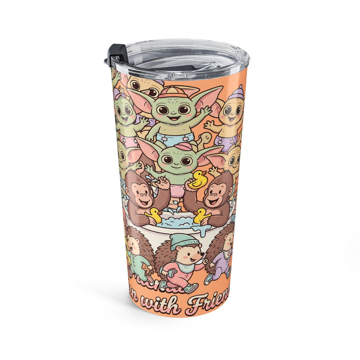 Cute Baby Alien & Animal Friends 20oz Travel Tumbler — 'Friends Fun' Insulated Cup