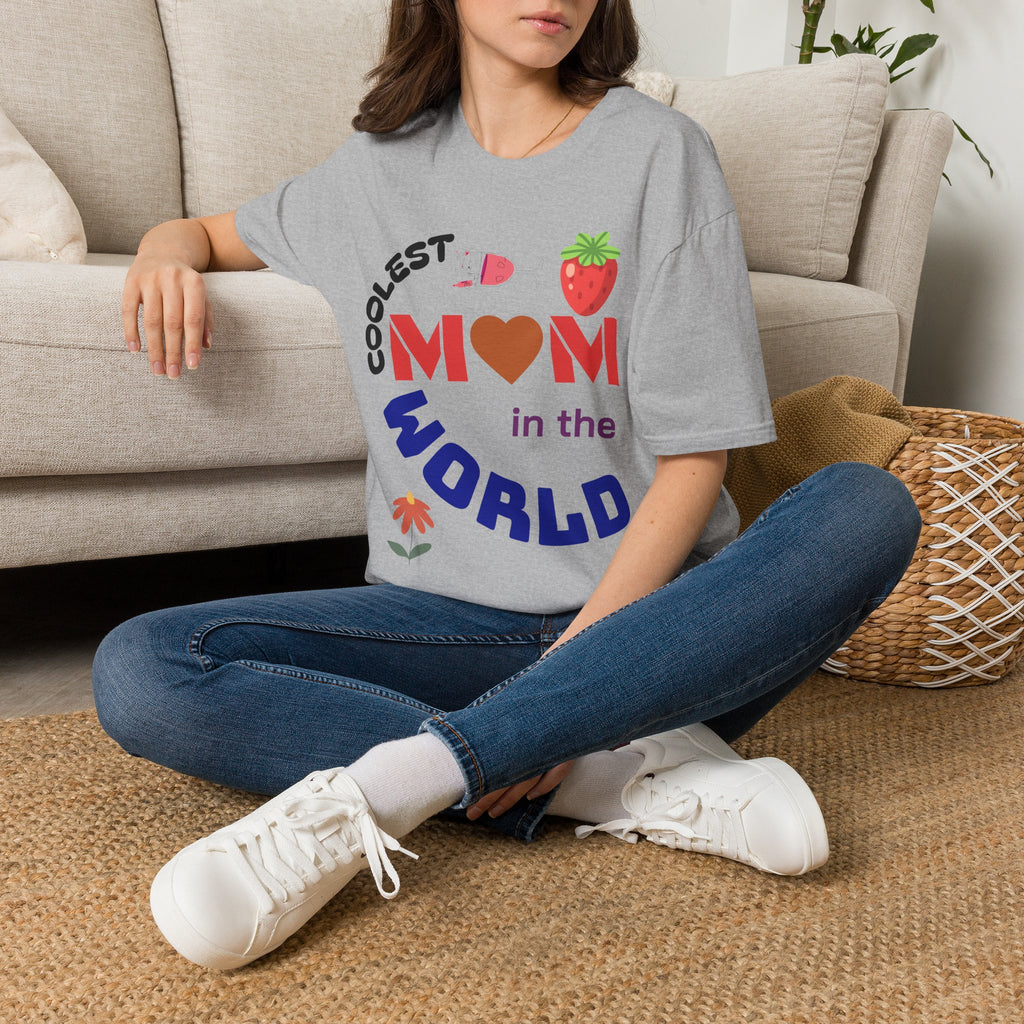 Coolest Mom in the World T-Shirt — Cute Strawberry Heart Mom Tee