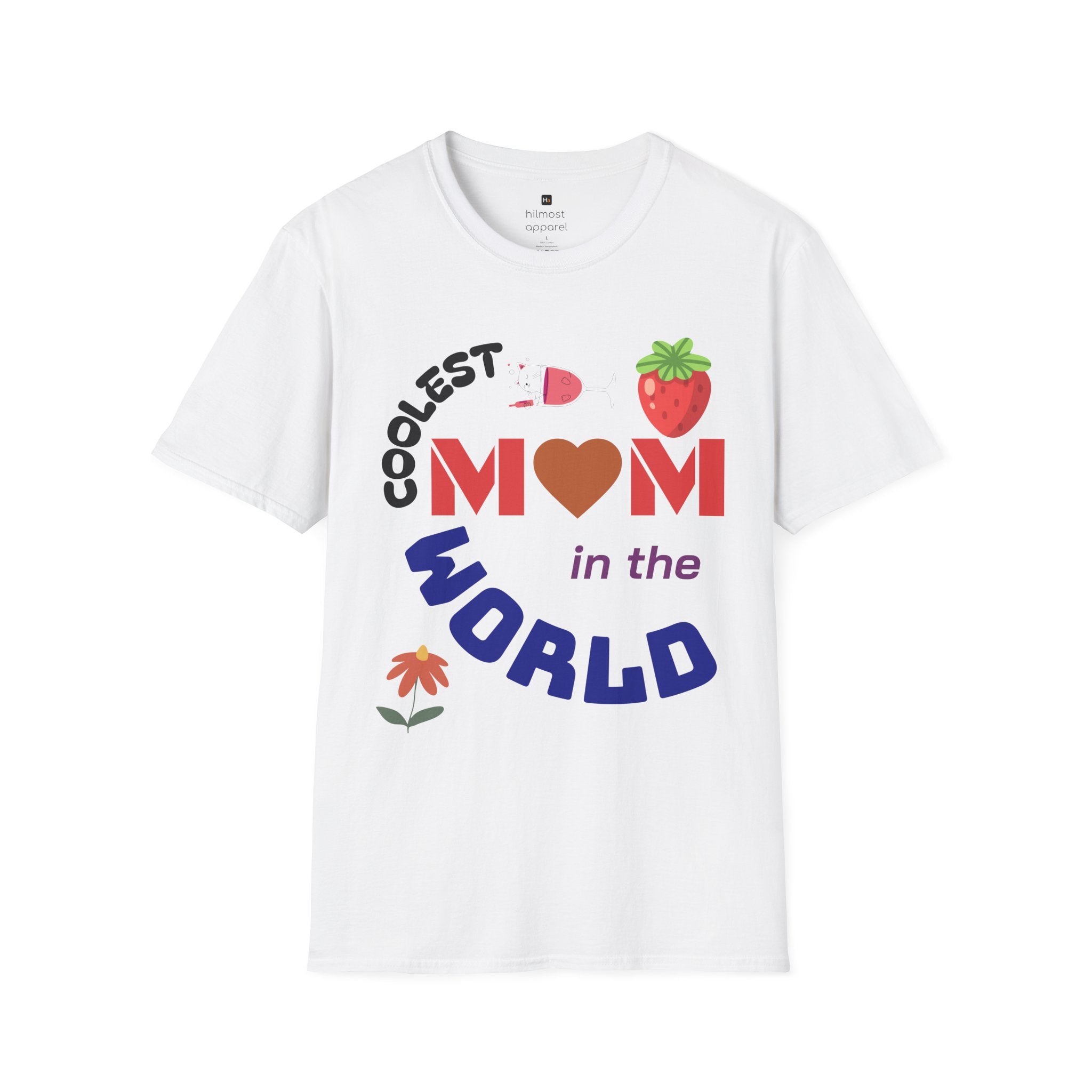 Coolest Mom in the World T-Shirt — Cute Strawberry Heart Mom Tee