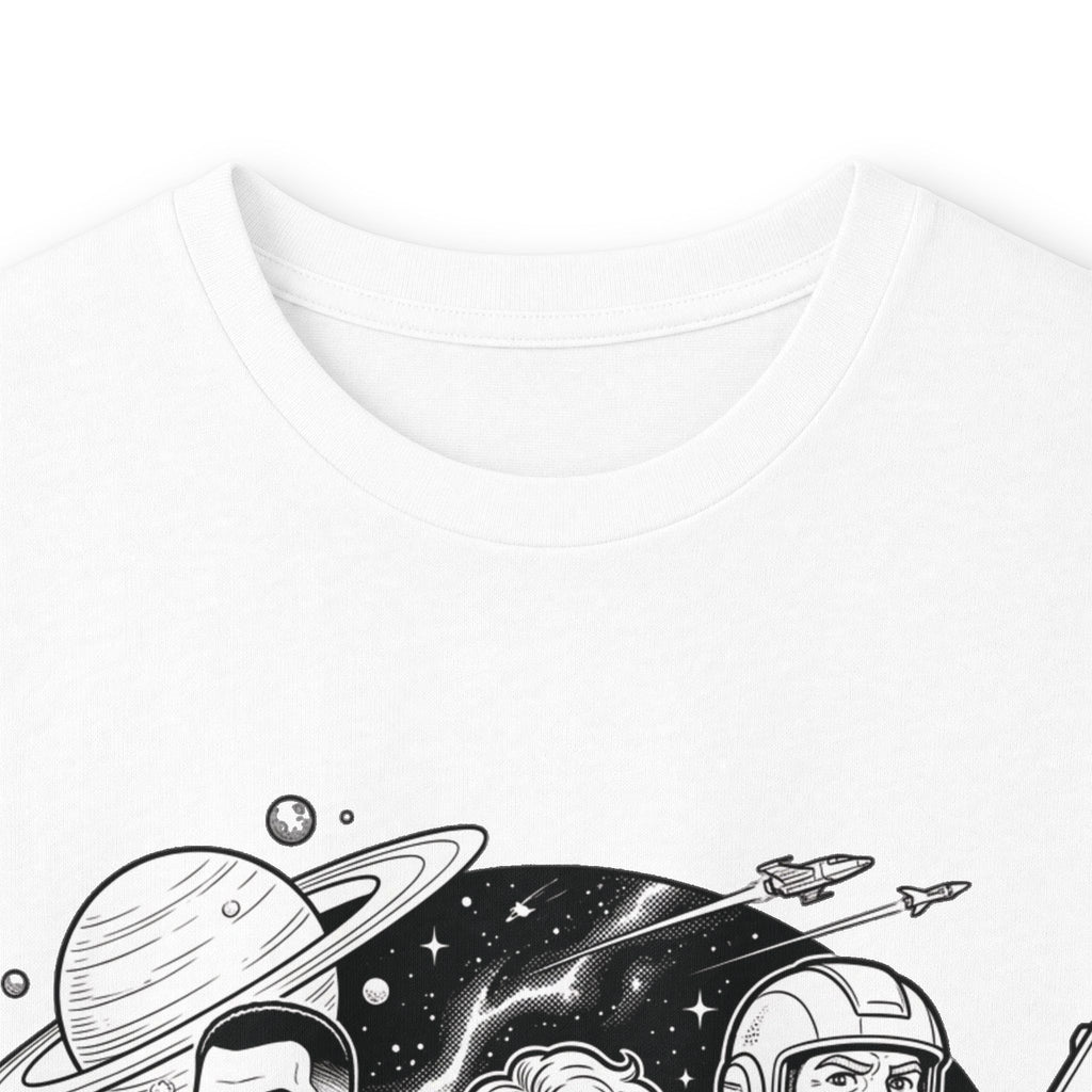 Long Sleeve Tee — "The World Awaits You" Retro Space Explorer Graphic
