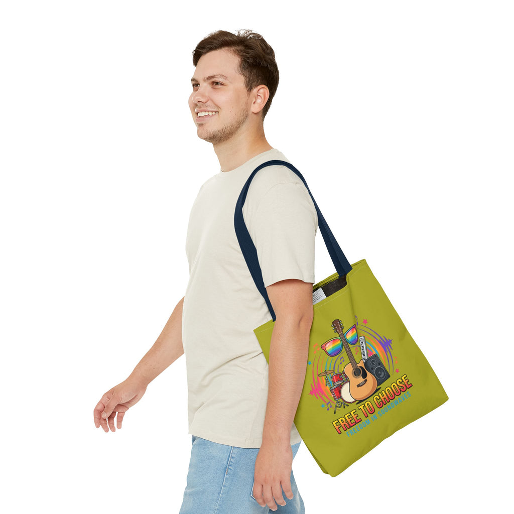 Tote Bag — "Free to Choose" Rainbow Music Pride Tote