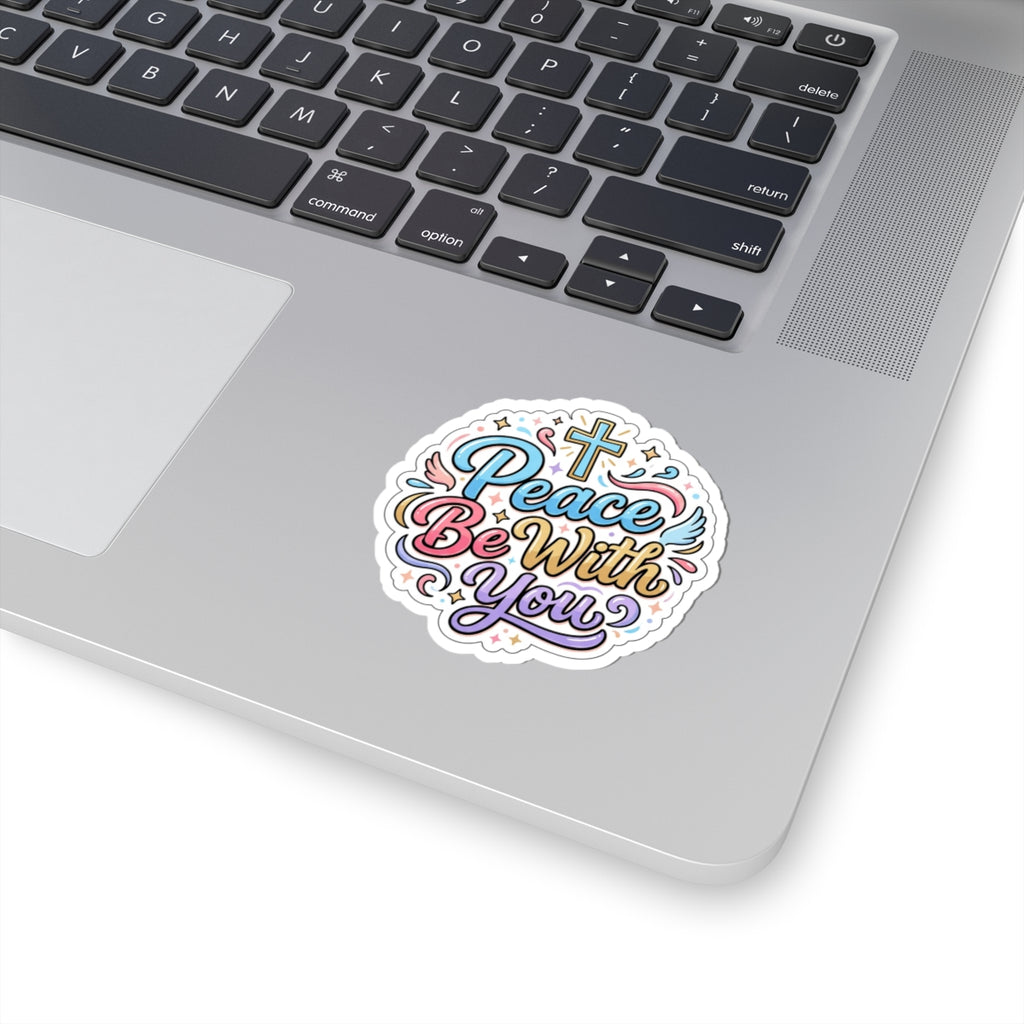 Peace Be With You Religious Sticker — Christian Cross Vinyl Kiss-Cut