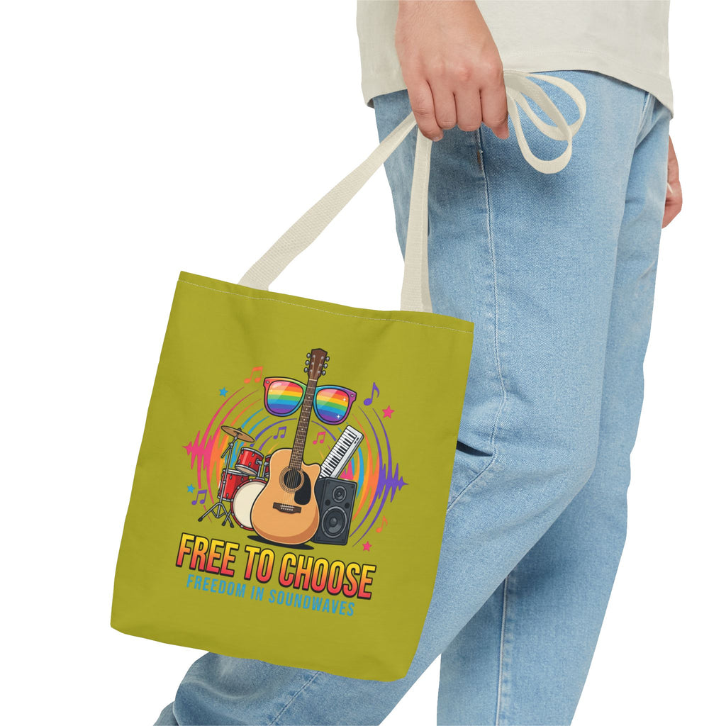 Tote Bag — "Free to Choose" Rainbow Music Pride Tote