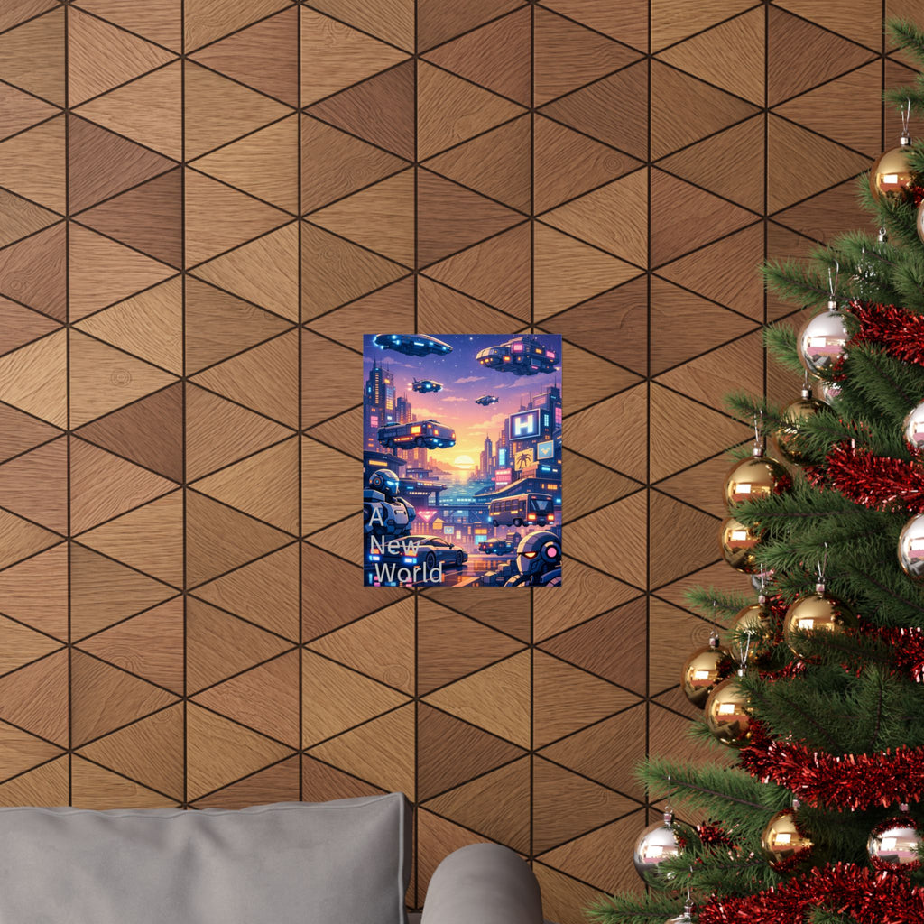 Cyber Sunset Poster 2 — Retro Futuristic Soldier Matte Vertical Print