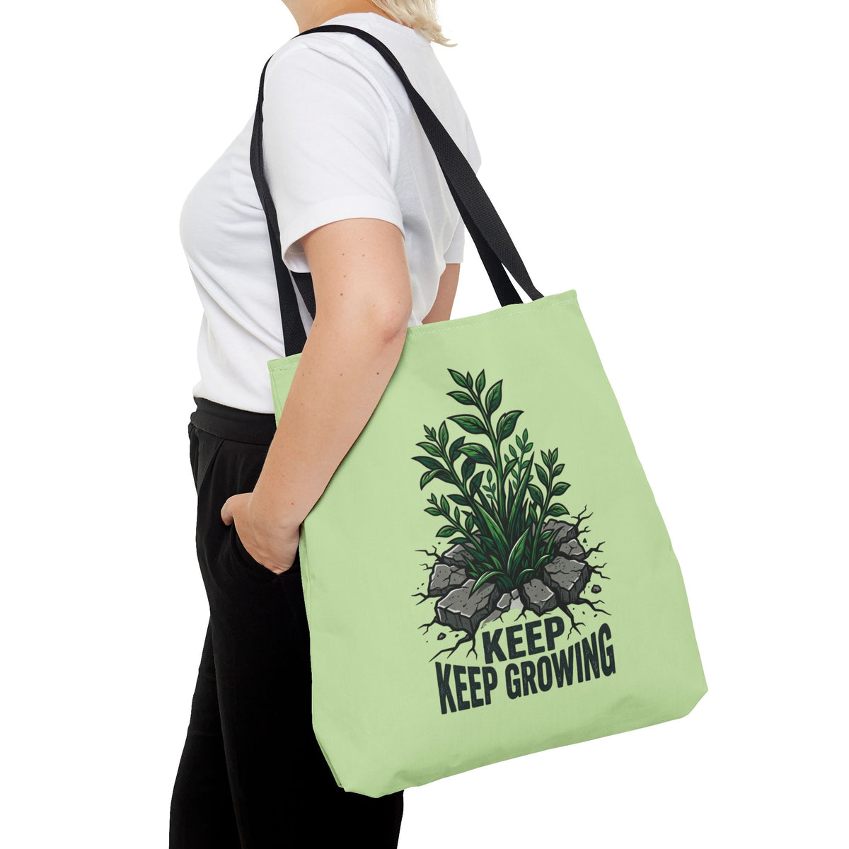Keep Growing Plant Tote Bag — Inspirational Garden Canvas Tote