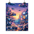Cyber Sunset Poster 2 — Retro Futuristic Soldier Matte Vertical Print