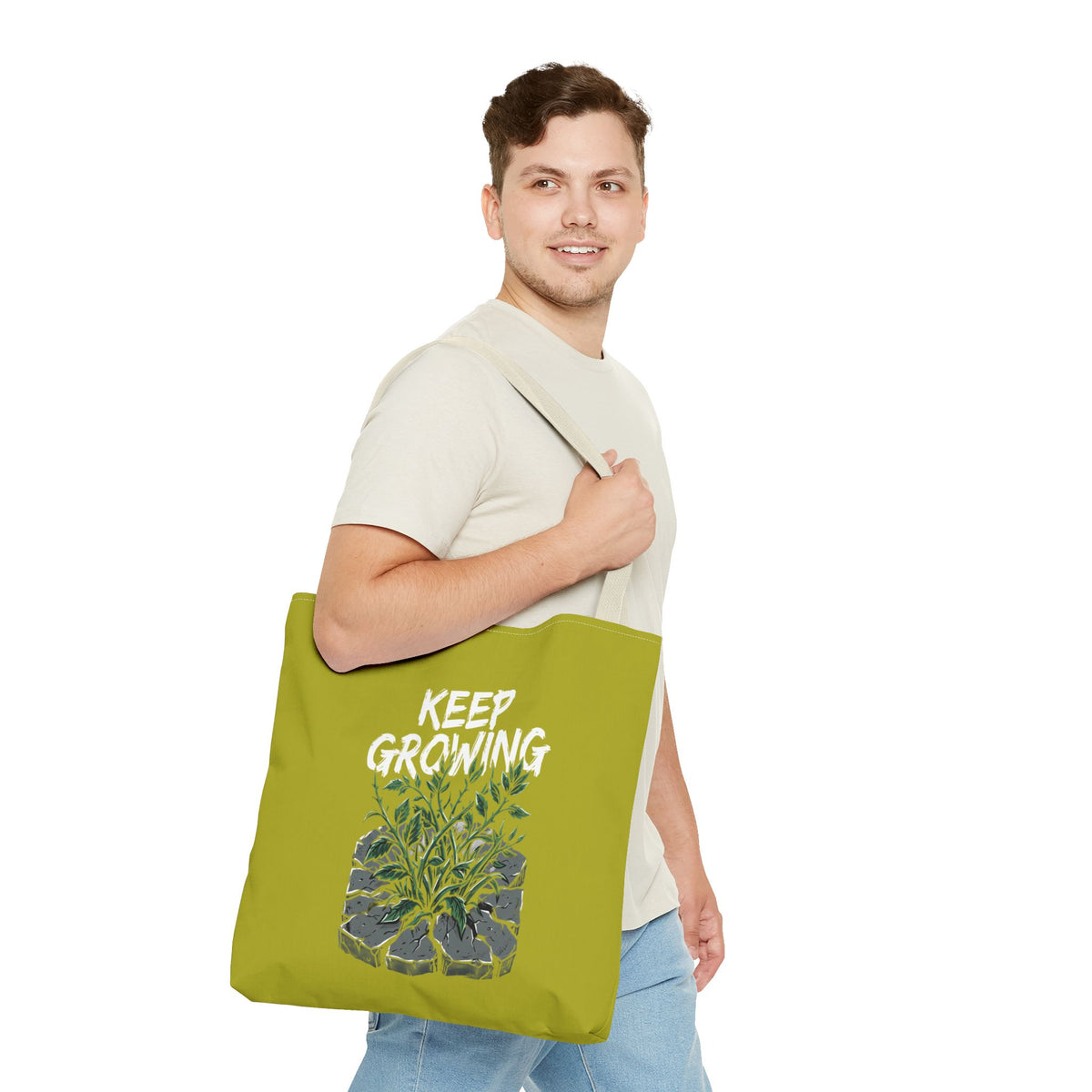 Tote Bag - Resilient Sprout Botanical Tote (Plant Growing Through Rock)