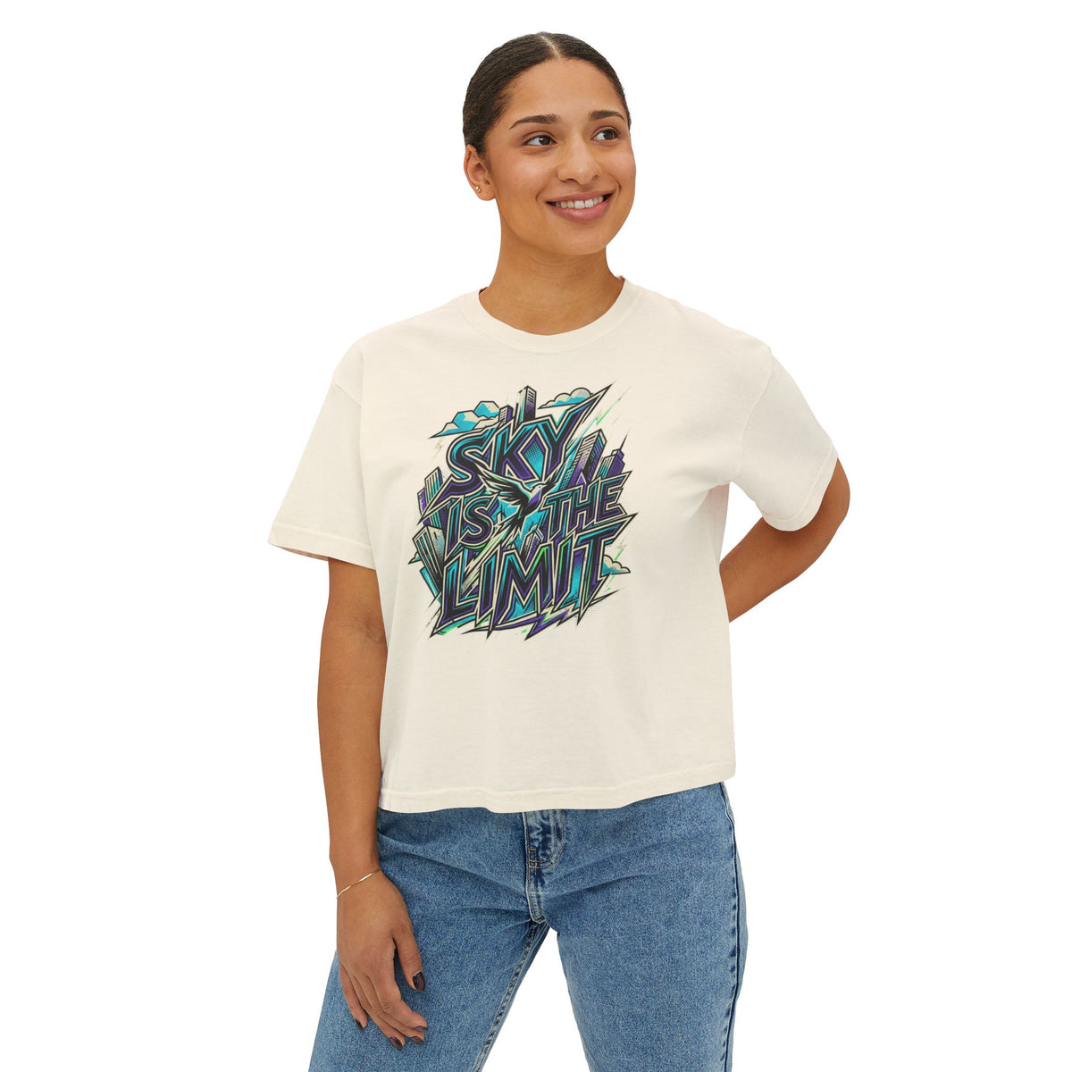 Sky Is The Limit Graphic Tee — Women's Boxy Inspirational T‑Shirt