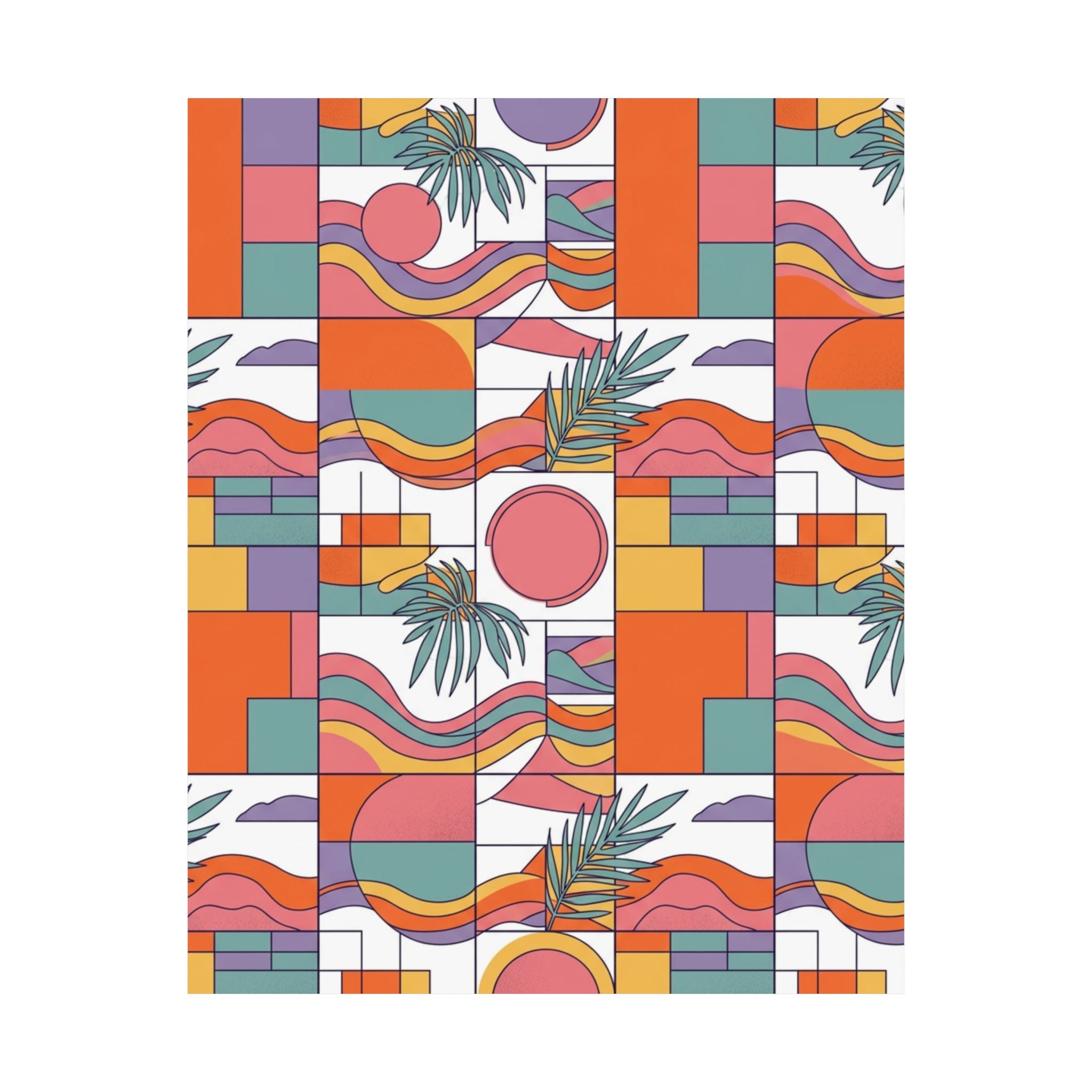 Retro Geometric Palm Art Poster