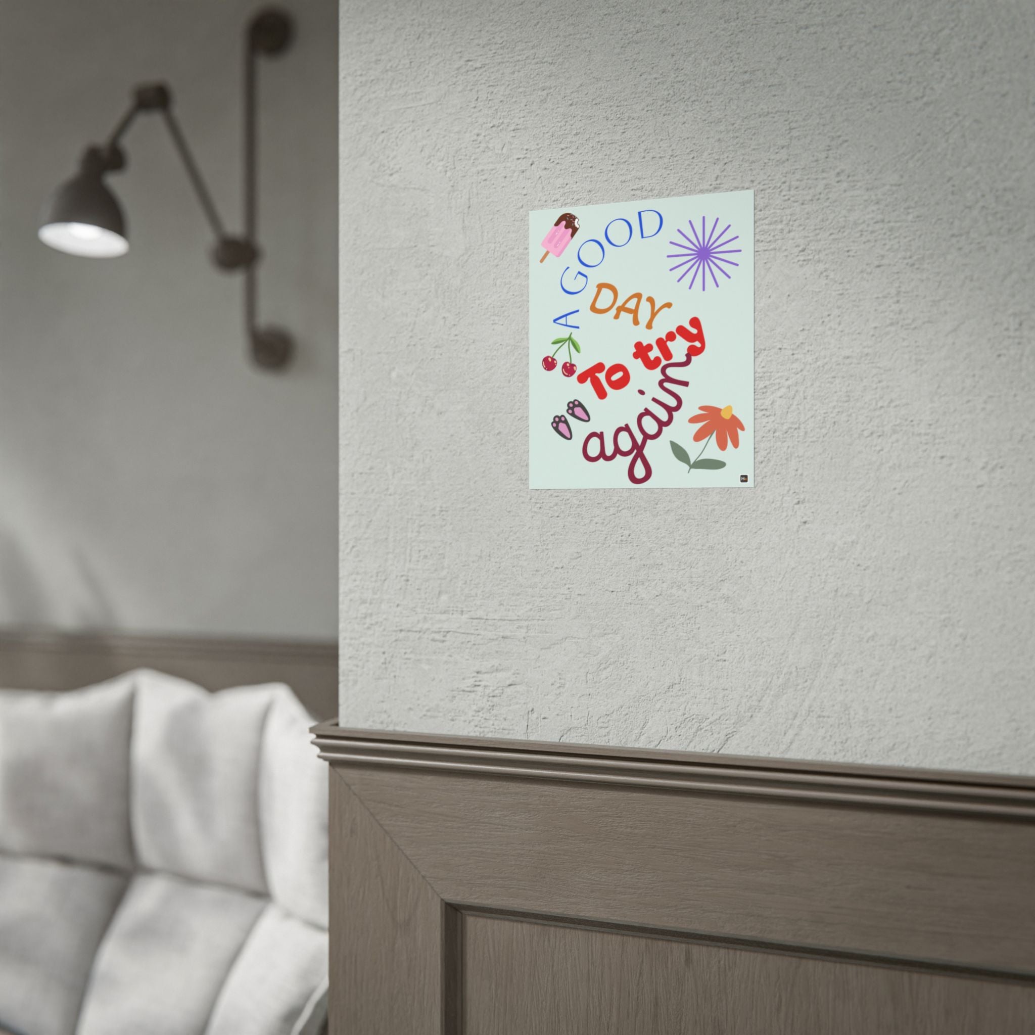 Motivational Poster — "A Good Day to Try Again" Inspirational Wall Art