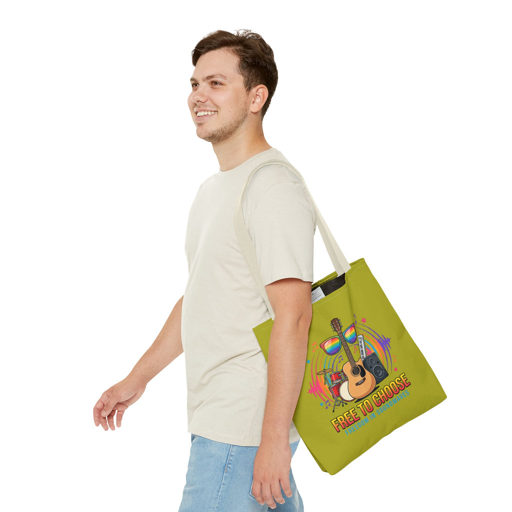 Tote Bag — "Free to Choose" Rainbow Music Pride Tote