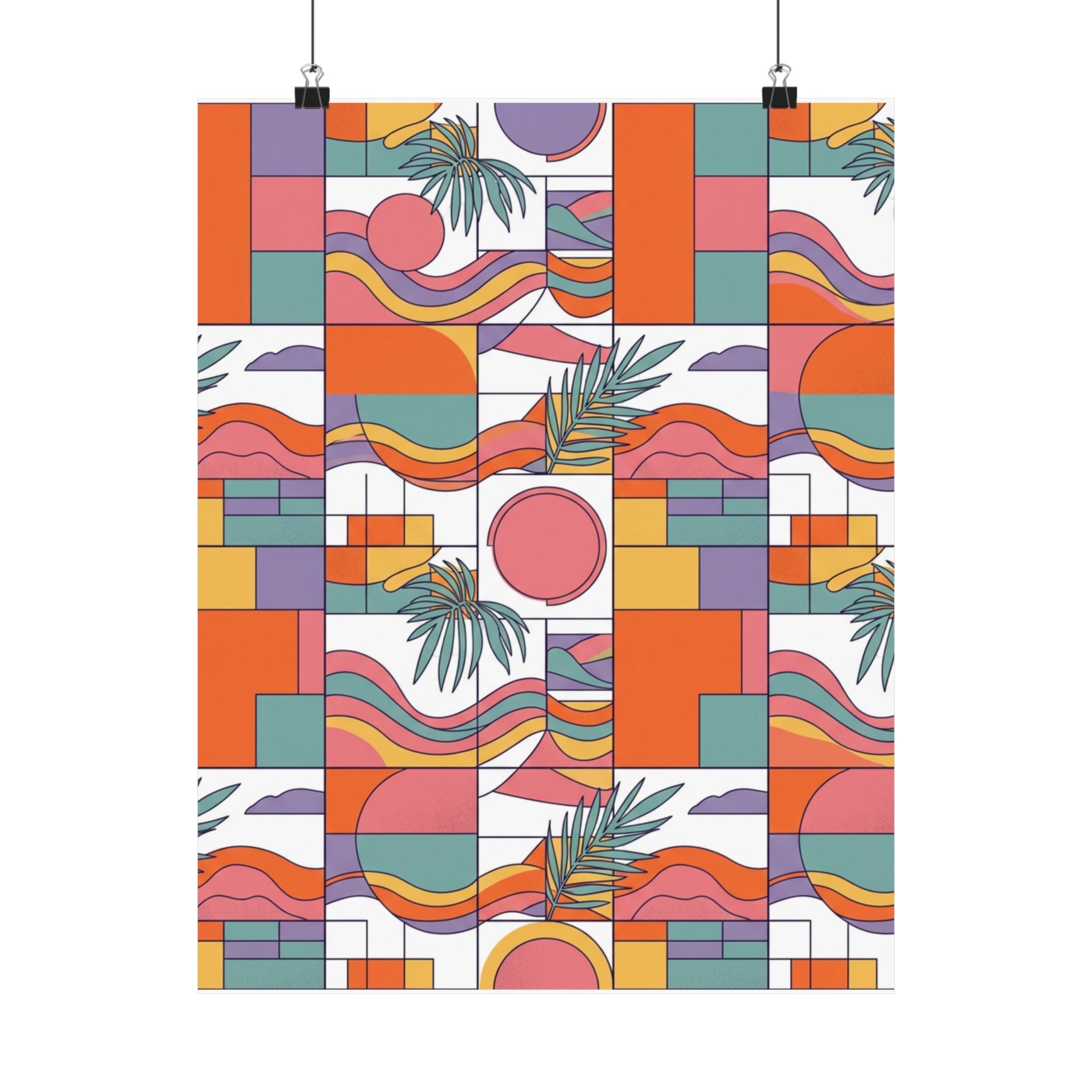 Retro Geometric Palm Art Poster