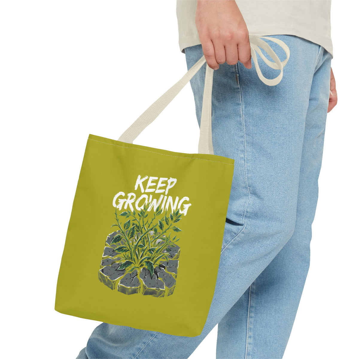 Tote Bag - Resilient Sprout Botanical Tote (Plant Growing Through Rock)