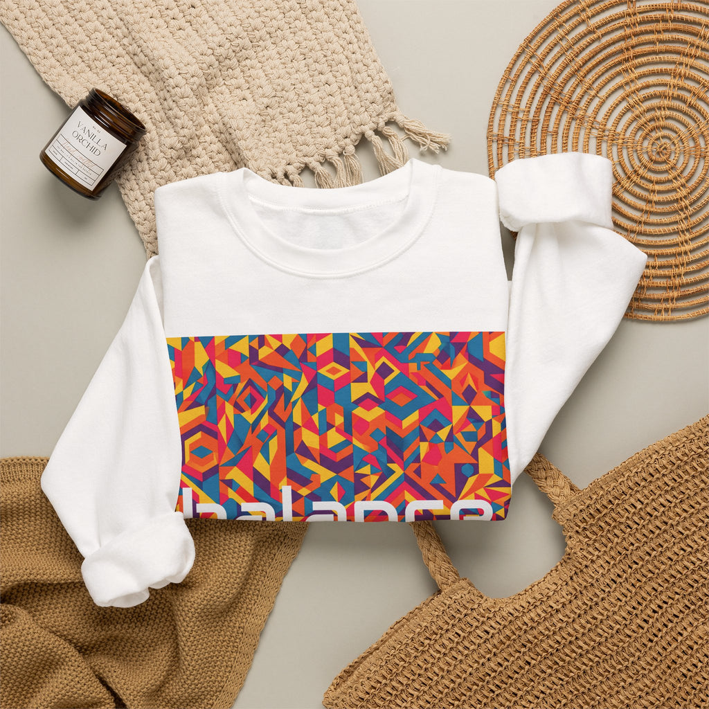 Balance Graphic Crewneck Sweatshirt — Colorful Abstract Hoodie