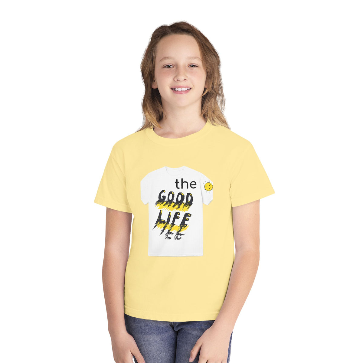 Youth Tee — "The Good Life" Smiley Graphic Kids T-Shirt