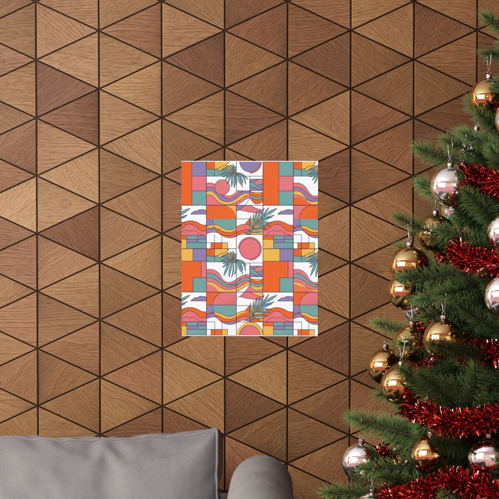 Retro Geometric Palm Art Poster