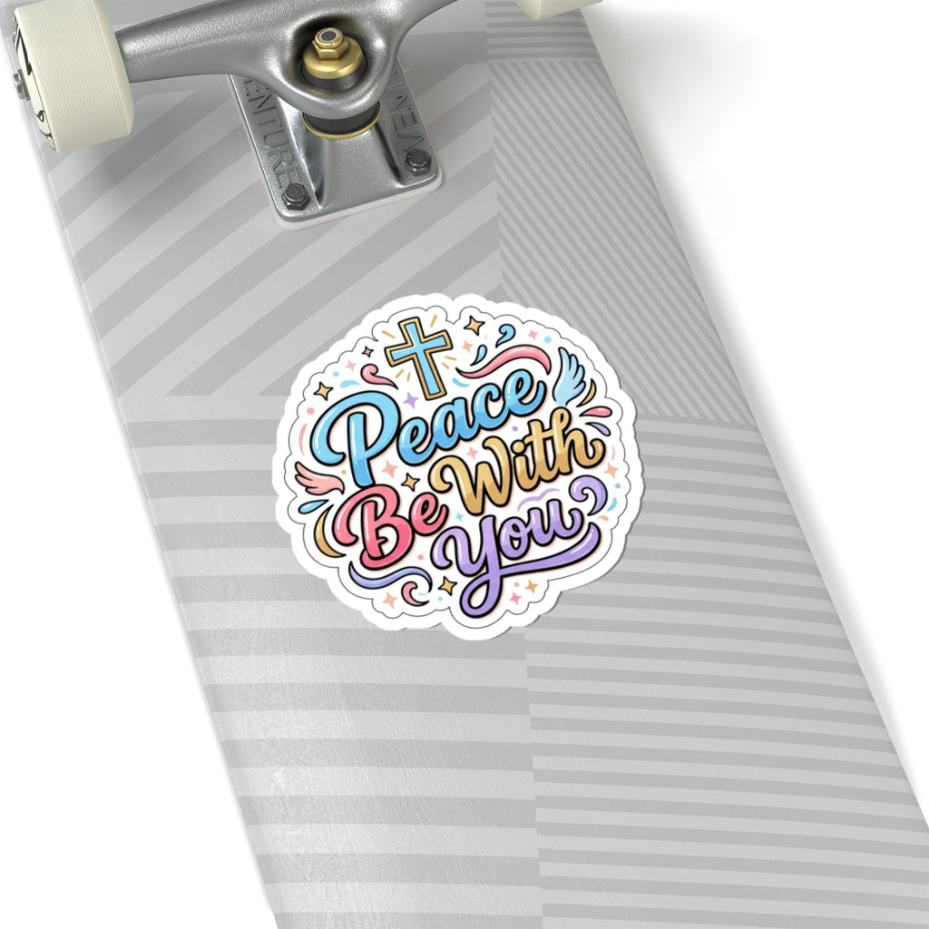 Peace Be With You Religious Sticker — Christian Cross Vinyl Kiss-Cut