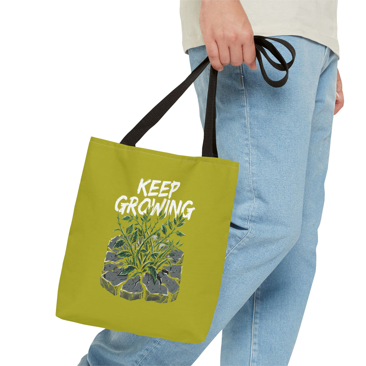 Tote Bag - Resilient Sprout Botanical Tote (Plant Growing Through Rock)