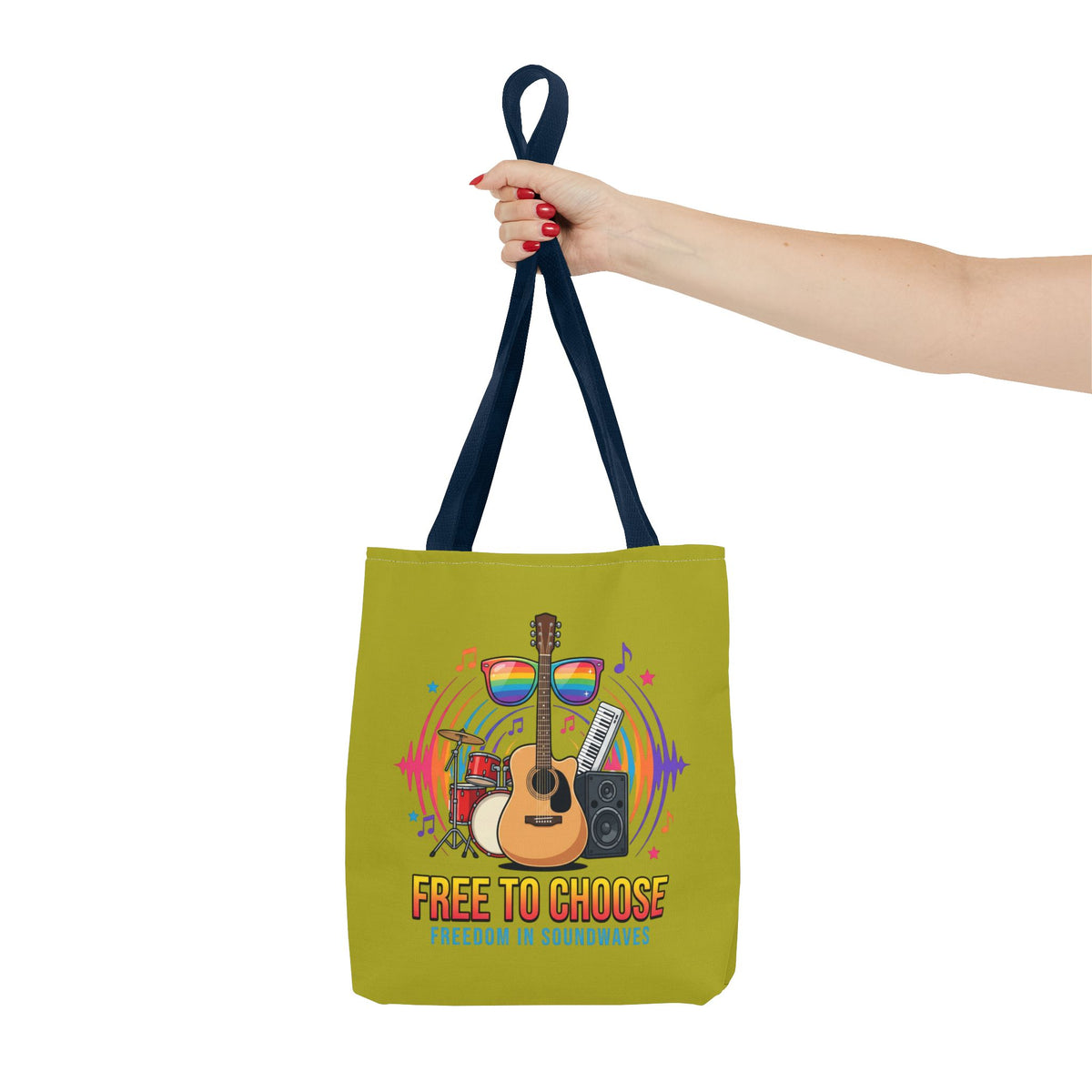 Tote Bag — "Free to Choose" Rainbow Music Pride Tote