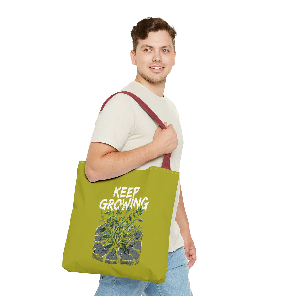 Tote Bag - Resilient Sprout Botanical Tote (Plant Growing Through Rock)