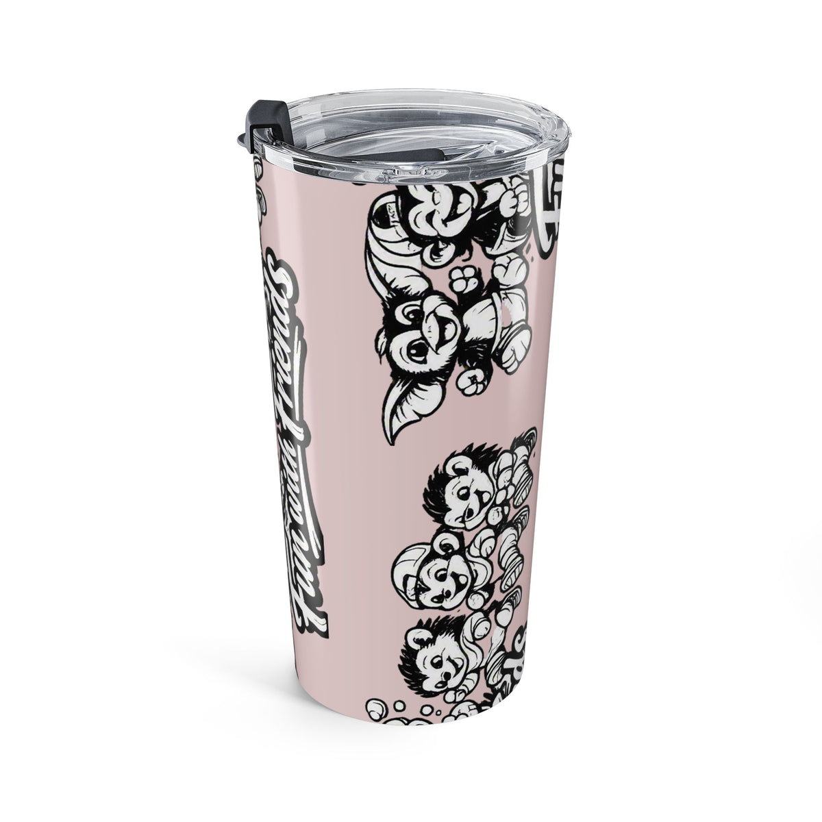20oz Pink Tumbler — Furever Friends Ferret Cartoon Travel Cup