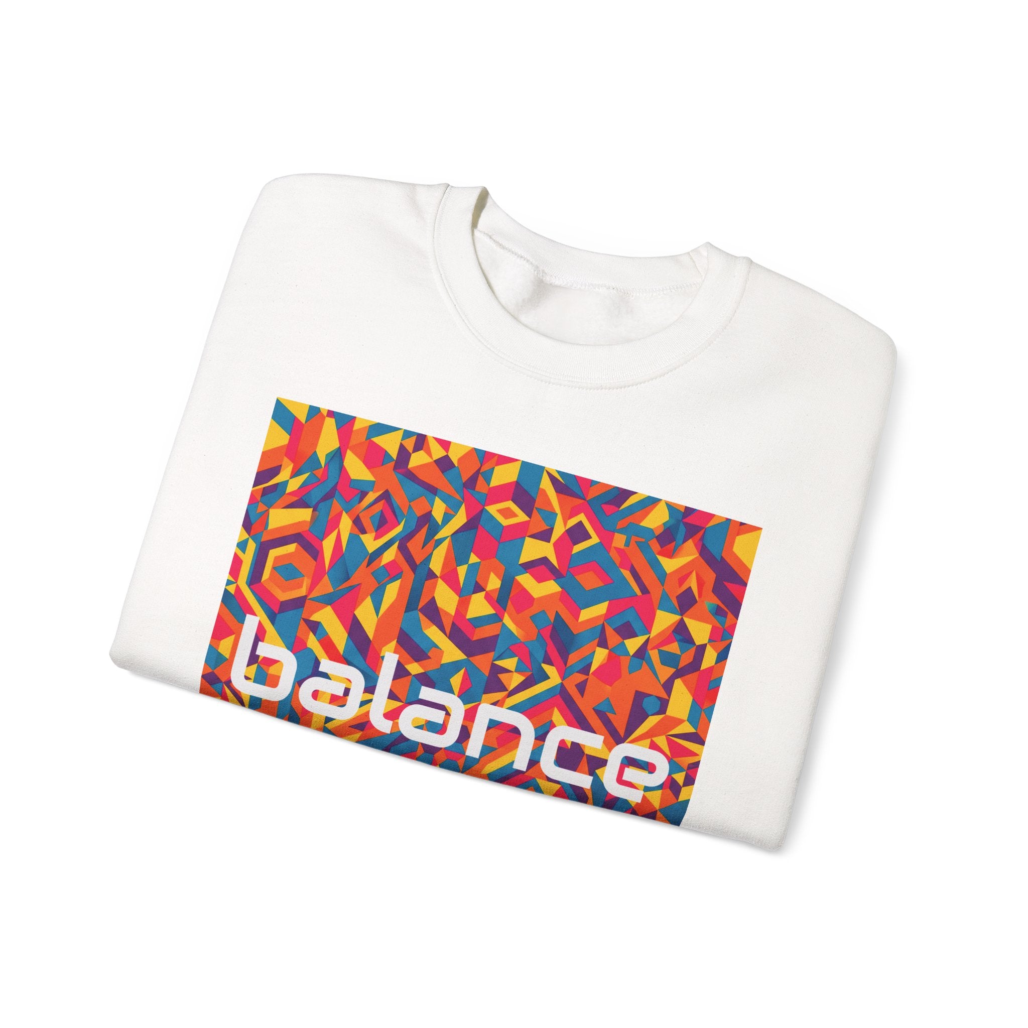 Balance Graphic Crewneck Sweatshirt — Colorful Abstract Hoodie