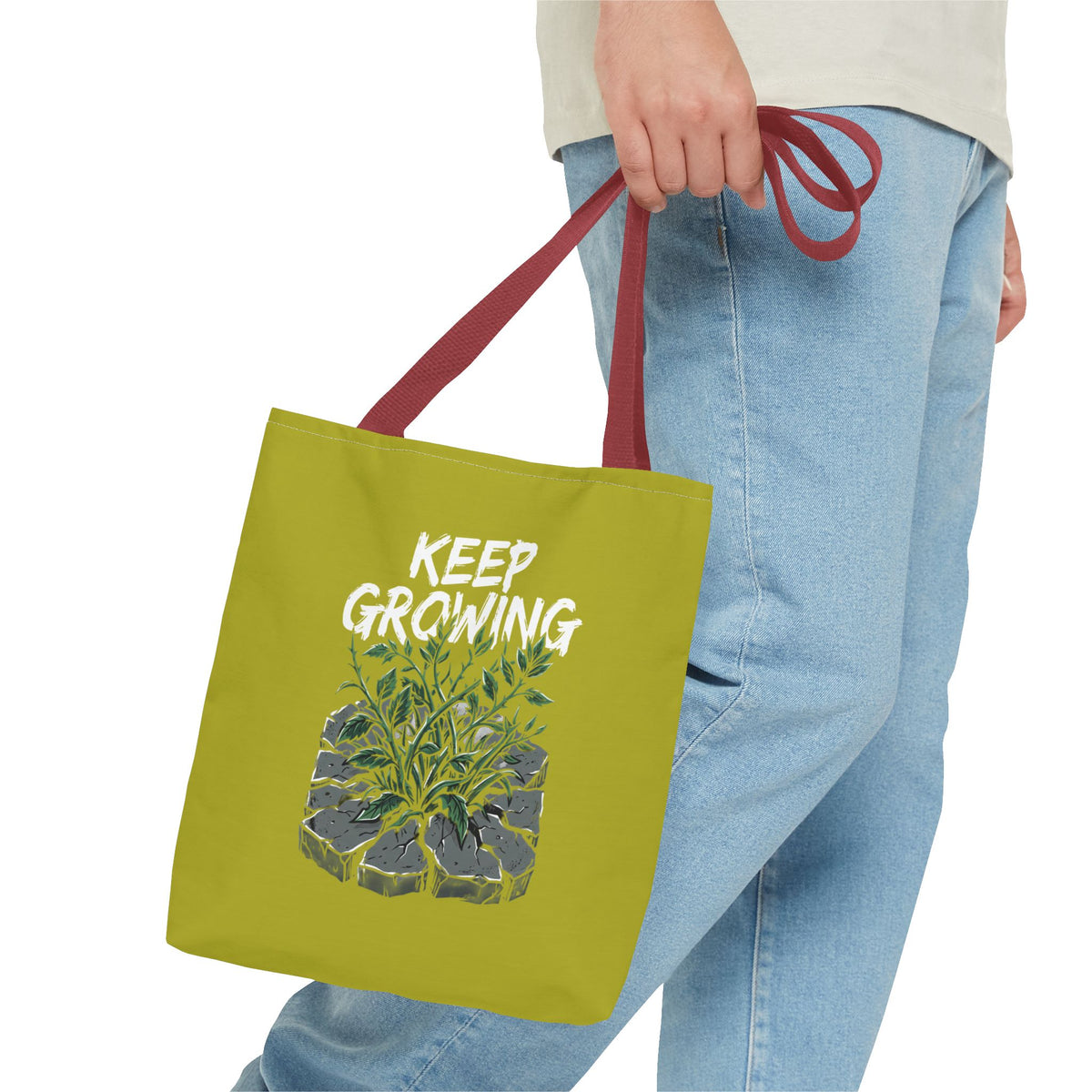 Tote Bag - Resilient Sprout Botanical Tote (Plant Growing Through Rock)