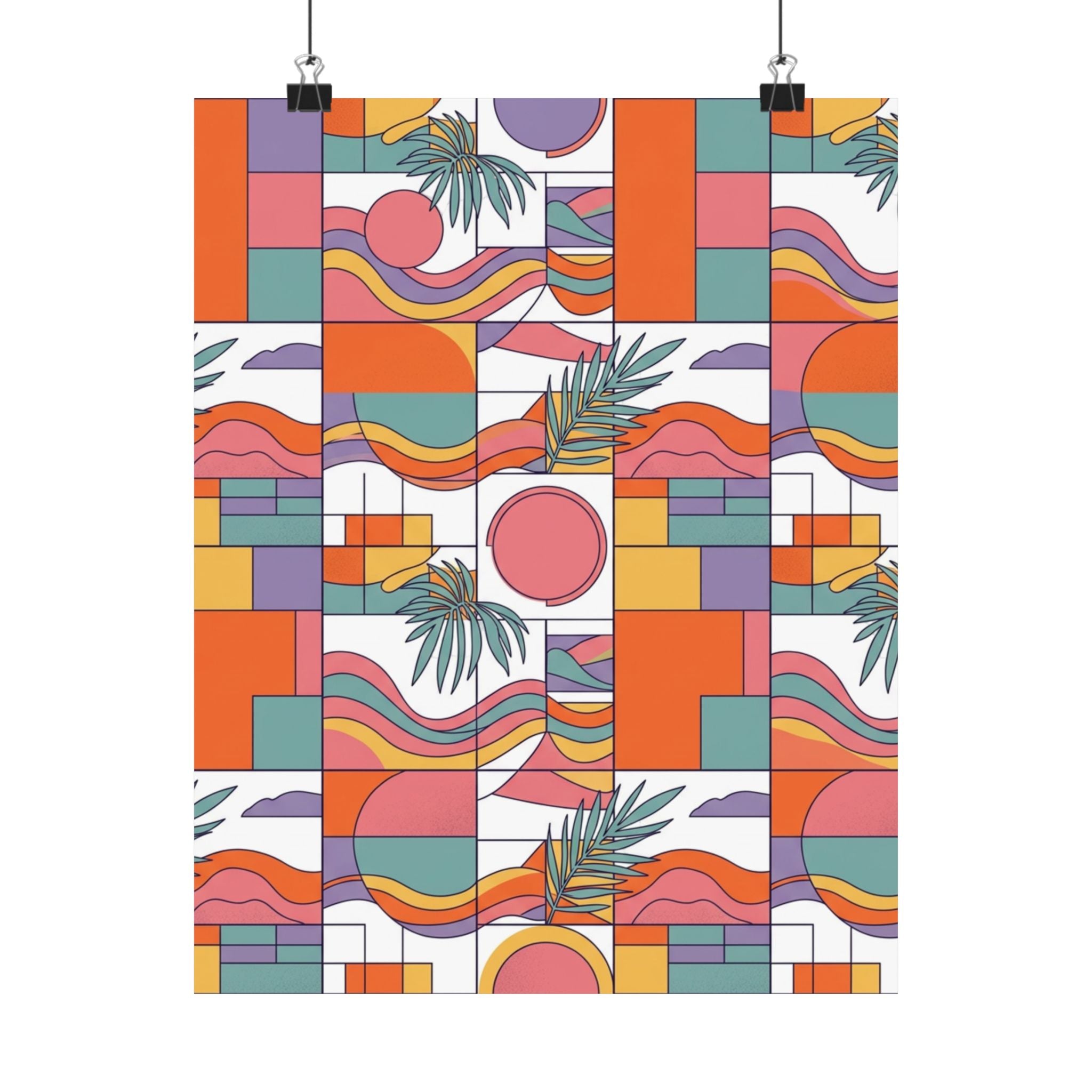 Retro Geometric Palm Art Poster